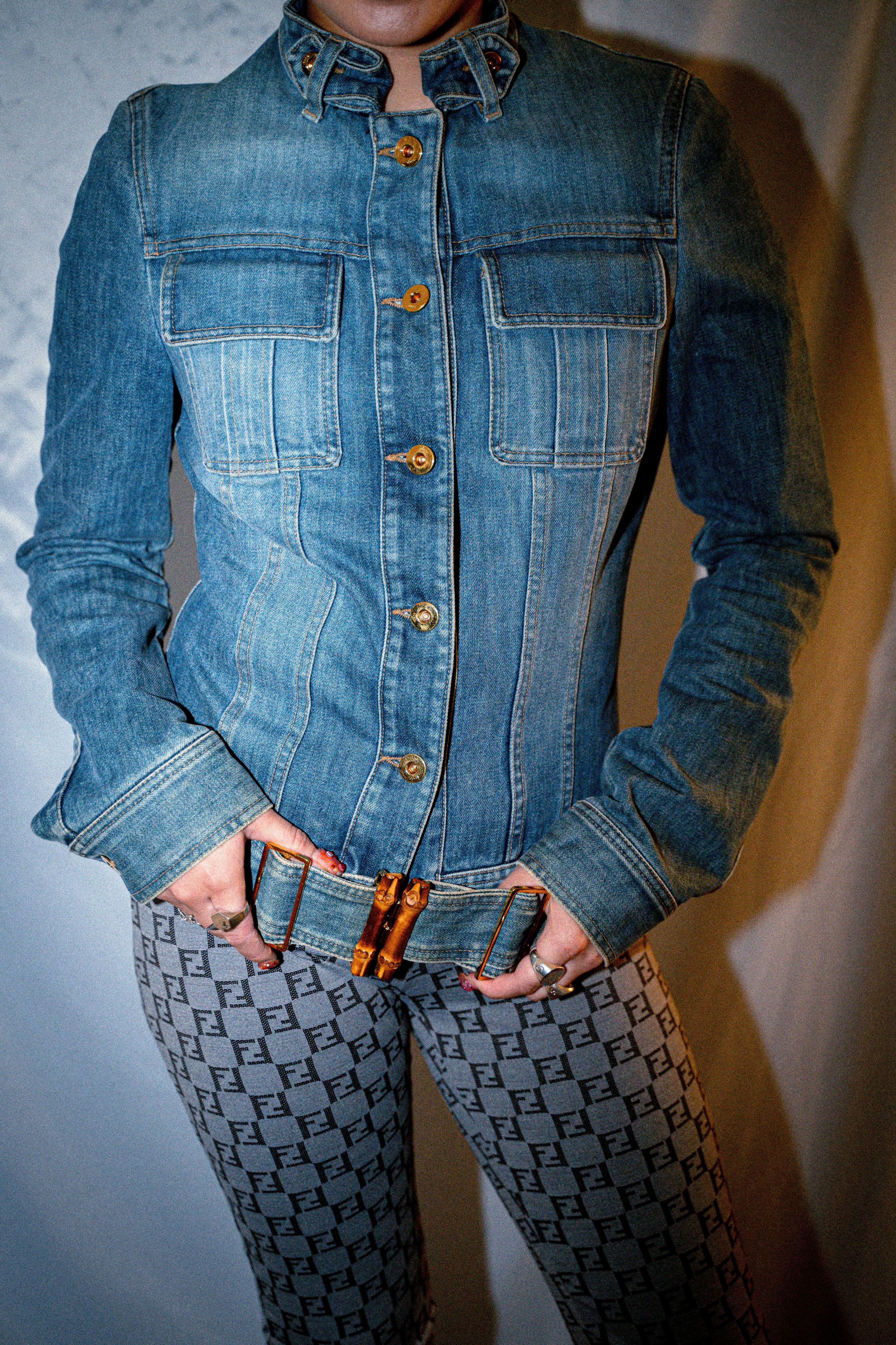 GUCCI BAMBOO BELT DENIM JACKET