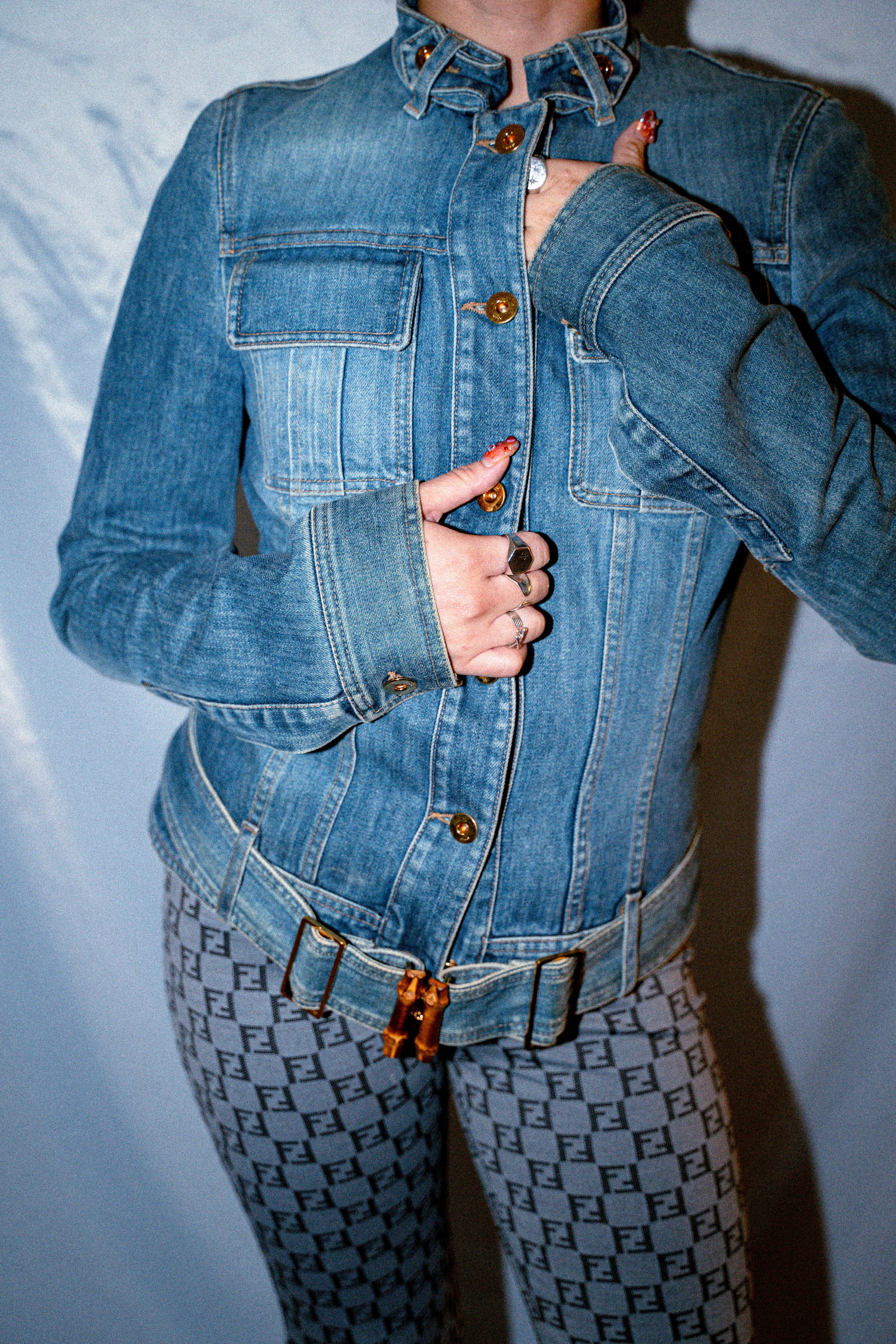 GUCCI BAMBOO BELT DENIM JACKET