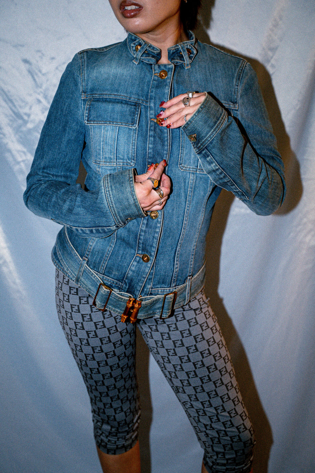 GUCCI BAMBOO BELT DENIM JACKET