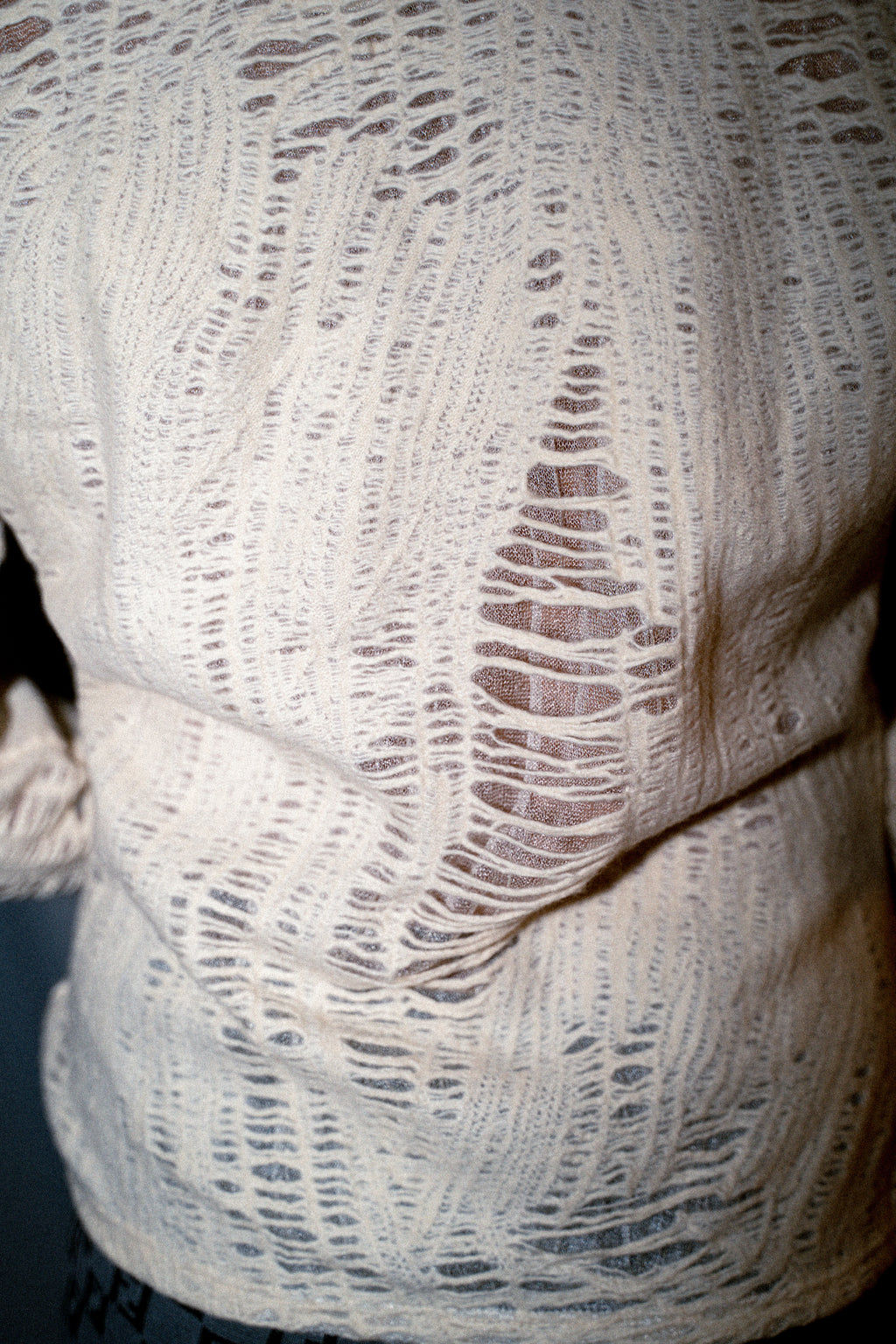 GIANNI VERSACE LONG SLEEVE RIPPED TOP