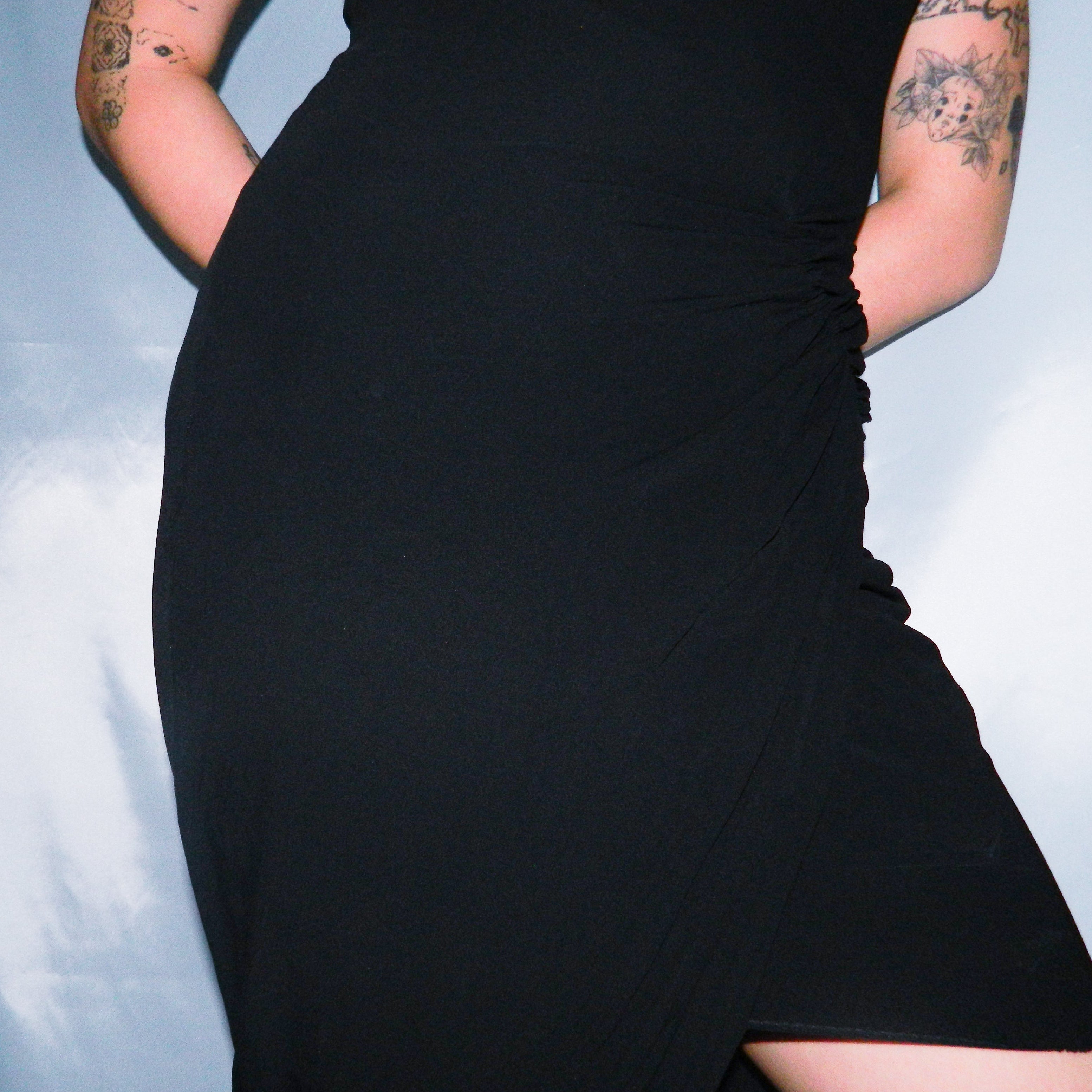 HELMUT LANG RUCHED BLACK DRESS