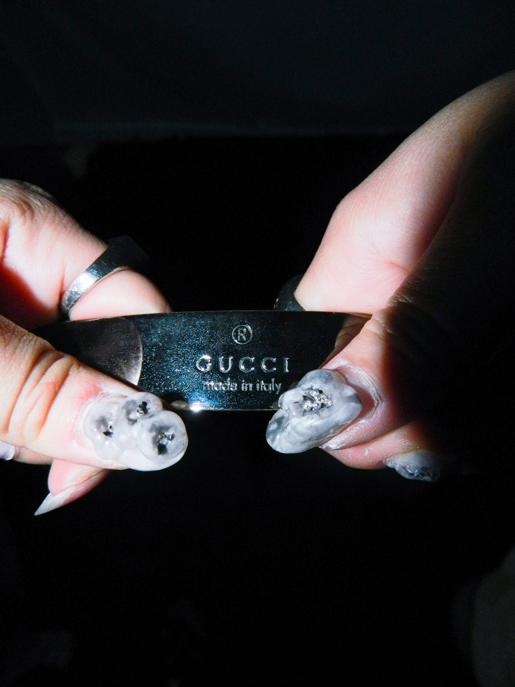 GUCCI BY TOM FORD METAL HANDLE CANVAS BAG