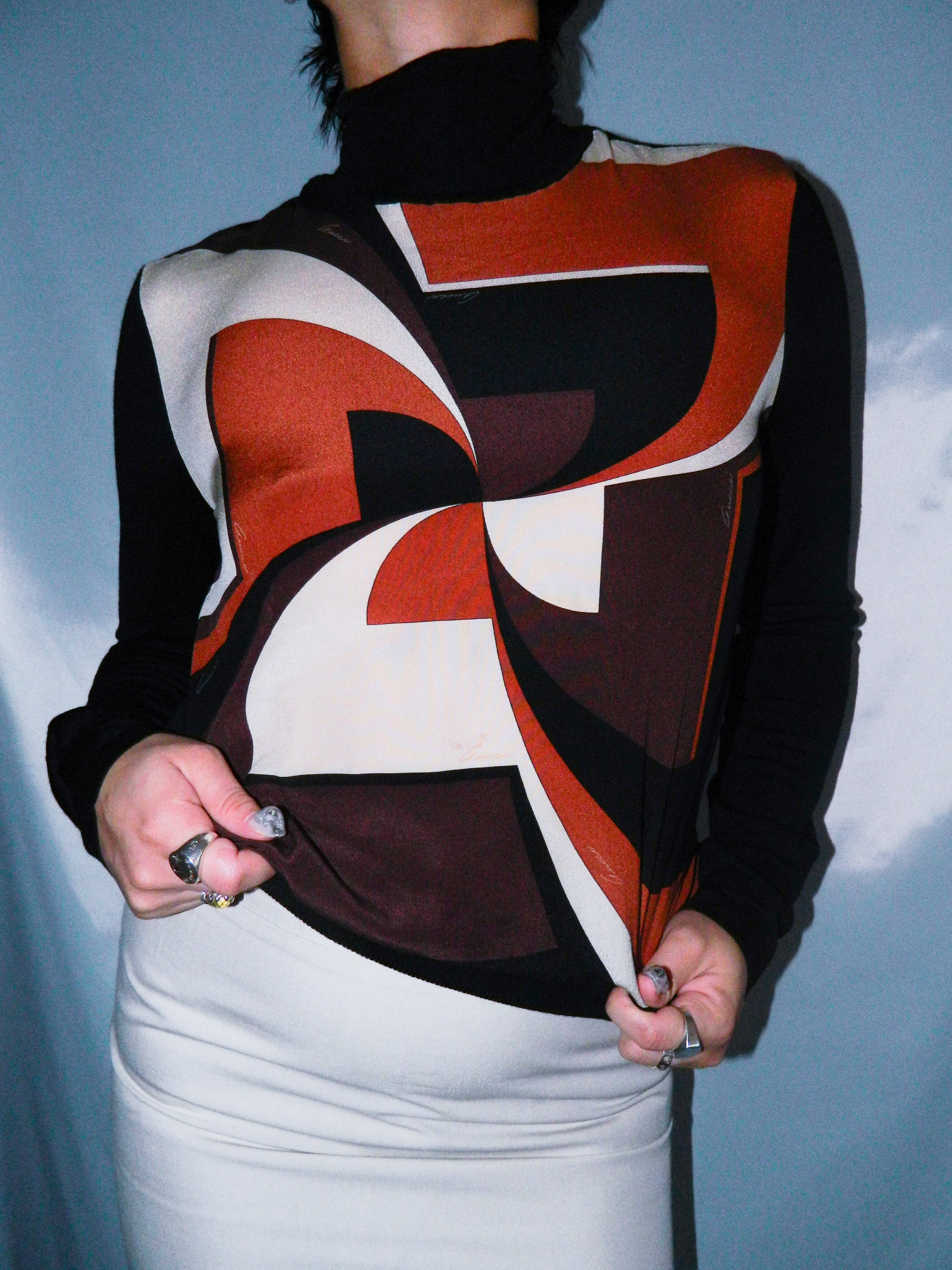 GUCCI TOM FORD F/W 2000 SILK SCARF FRONT JUMPER