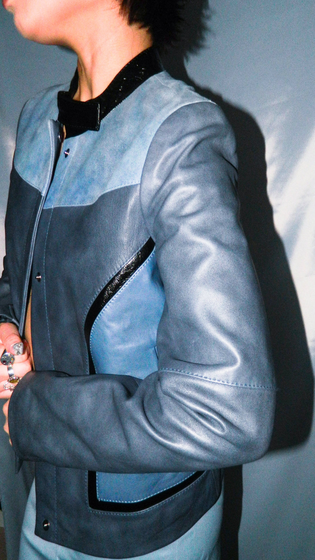 ESCADA BLUE LEATHER JACKET