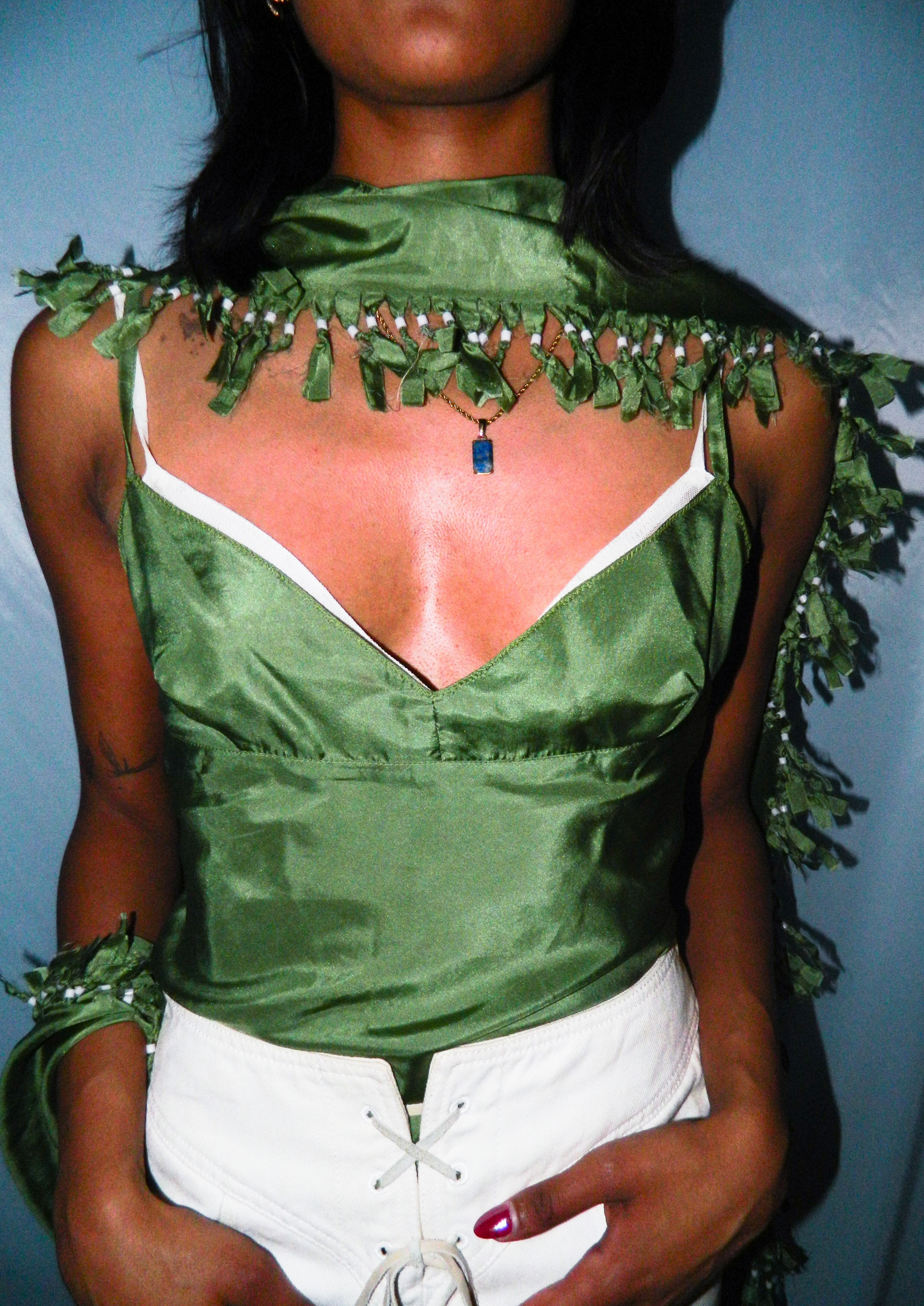SEE BY CHLOE GREEN TANK TOP WITH DUPATTA