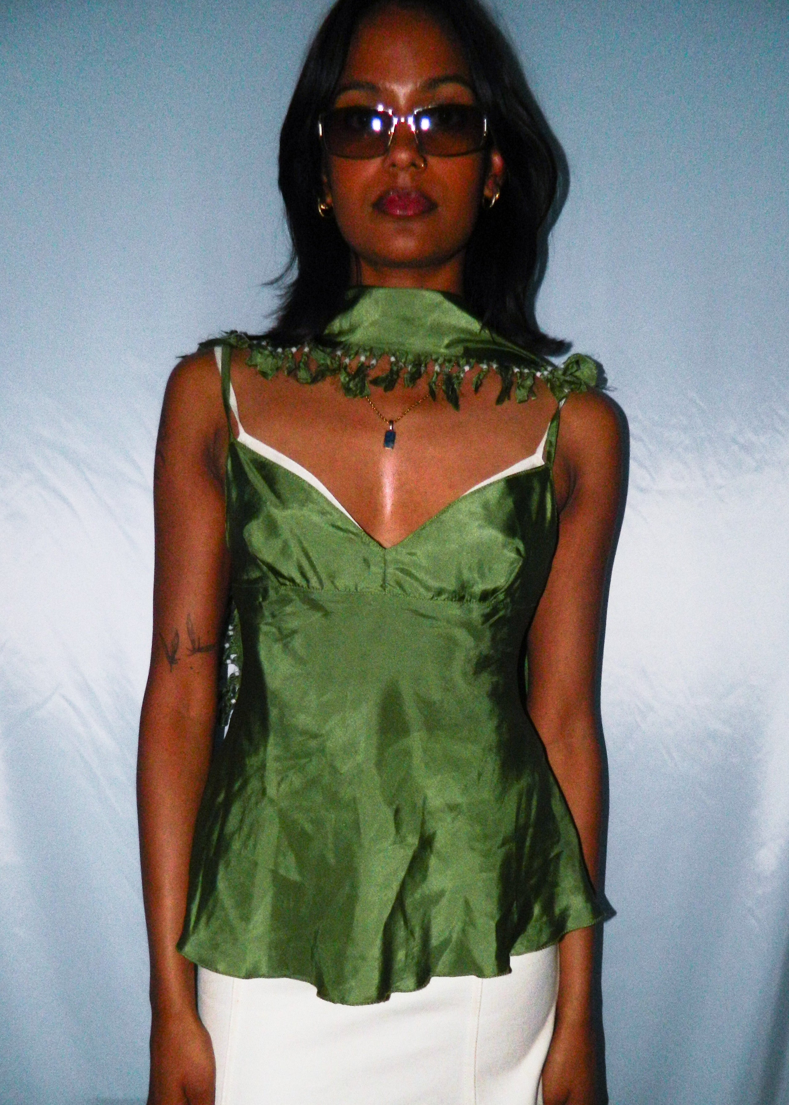 SEE BY CHLOE GREEN TANK TOP WITH DUPATTA