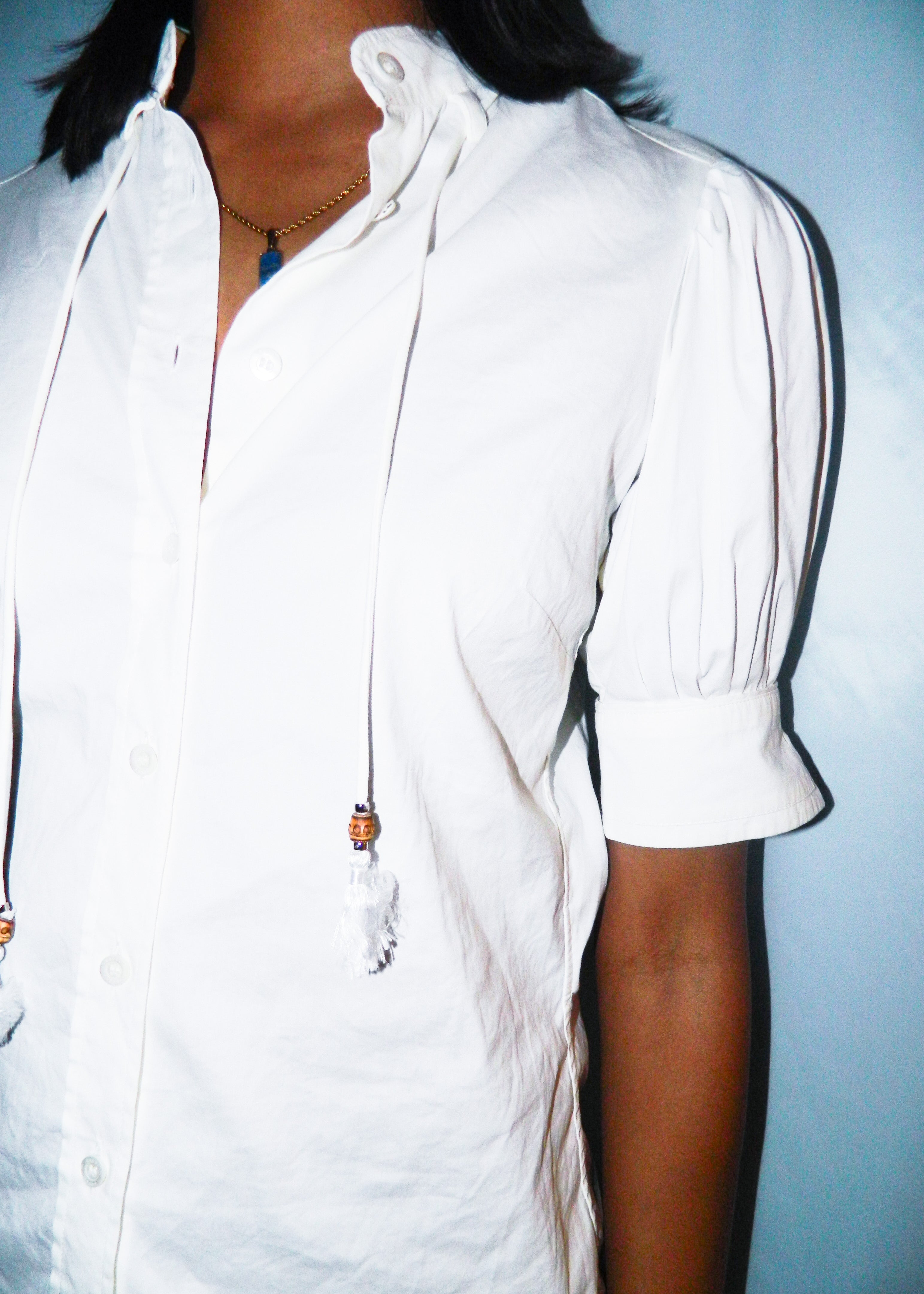 GUCCI WHITE SHIRT WITH BAMBOO TIES