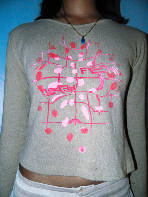 FENDI BEIGE KALEIDOSCOPE PRINT SWEATER