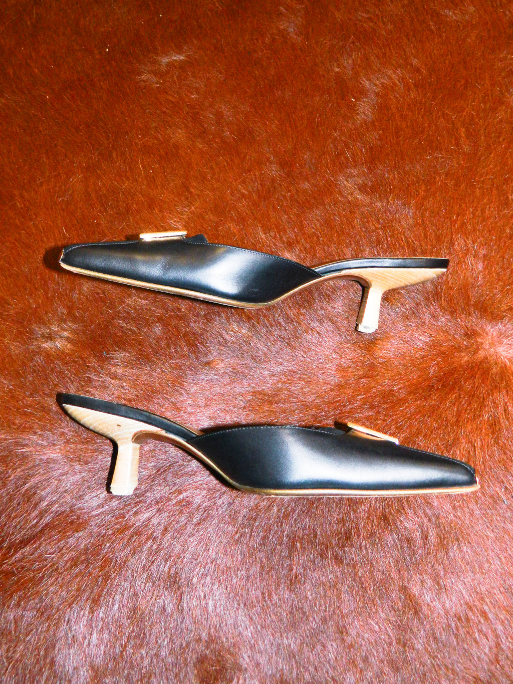 Gucci Black & Gold Mules