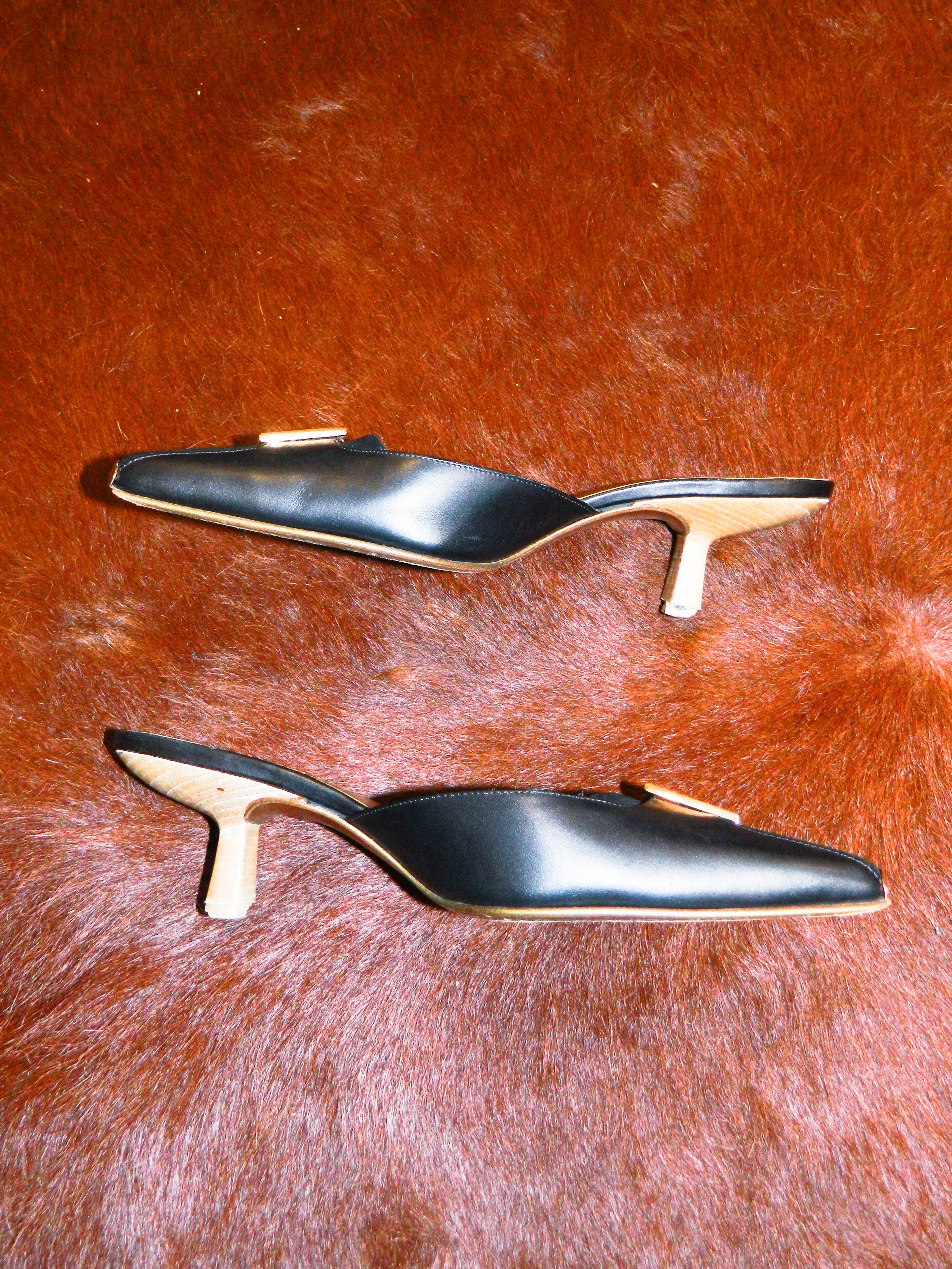 Gucci Black & Gold Mules