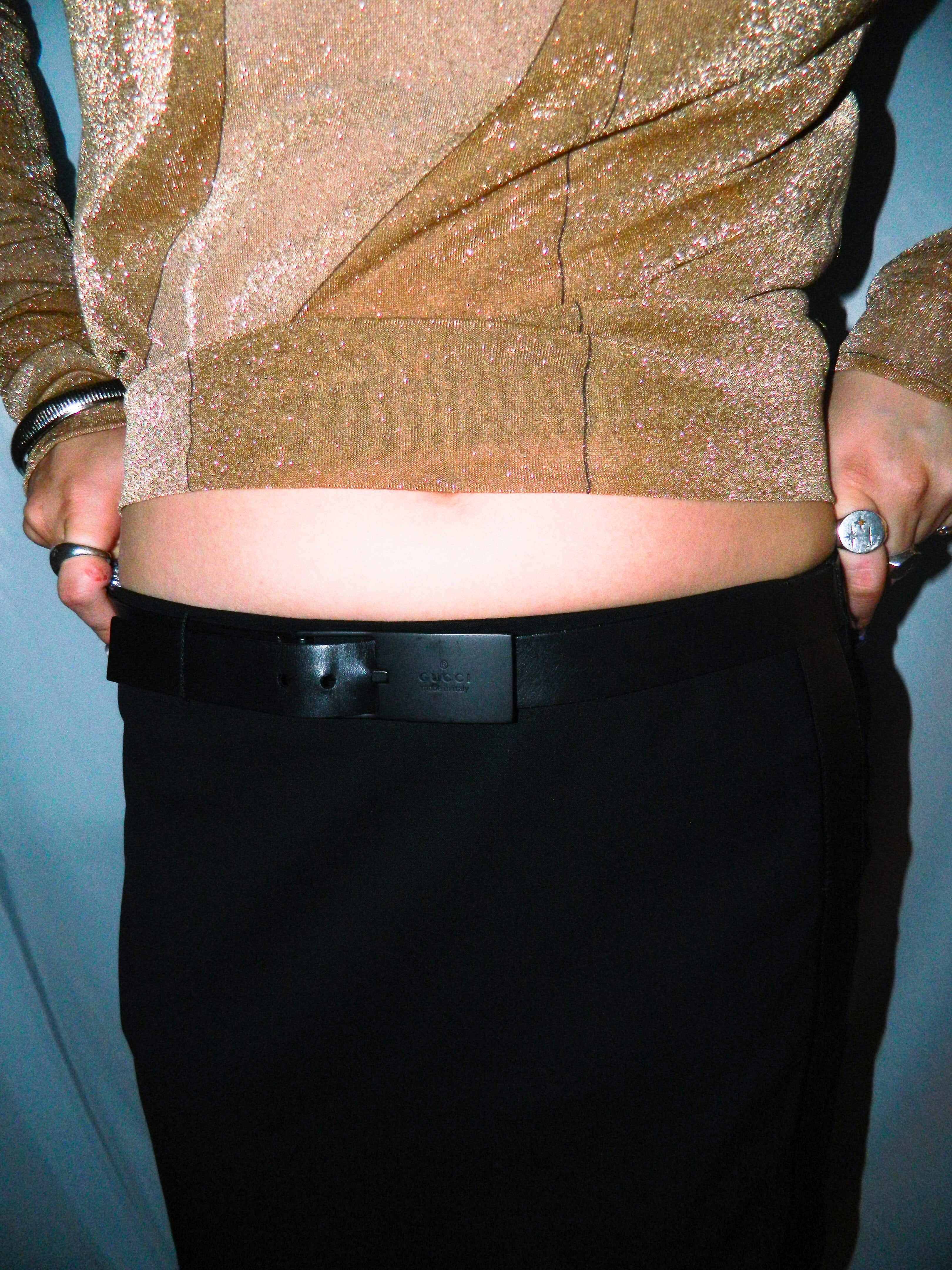 GUCCI BLACK SKIRT WITH LEATHER BELT