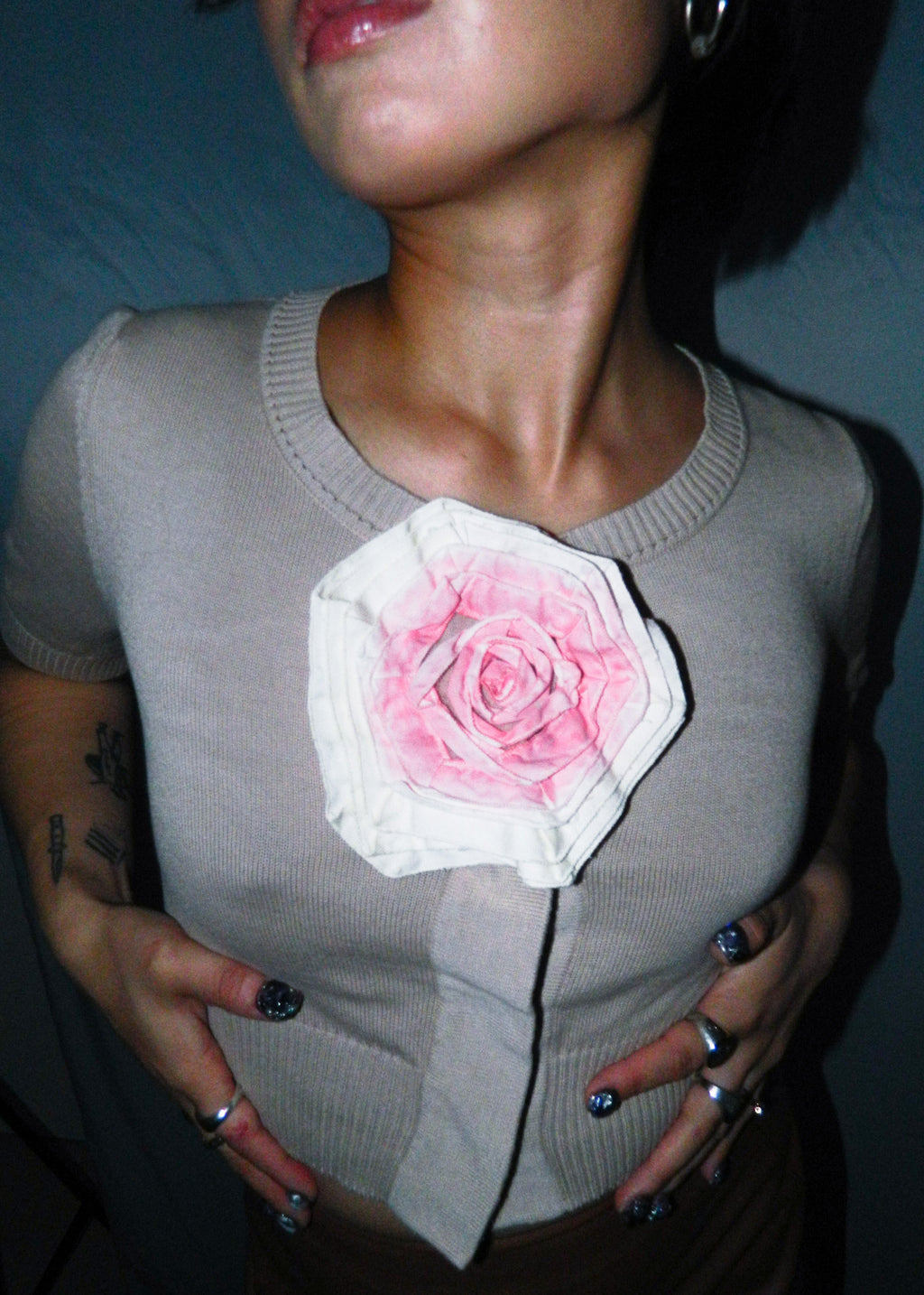 FENDI FLORAL APPLIQUE CROPPED CARDIGAN