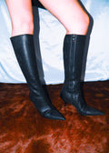 PRADA ANTIQUE FLOWER DESIGN LEATHER BOOTS