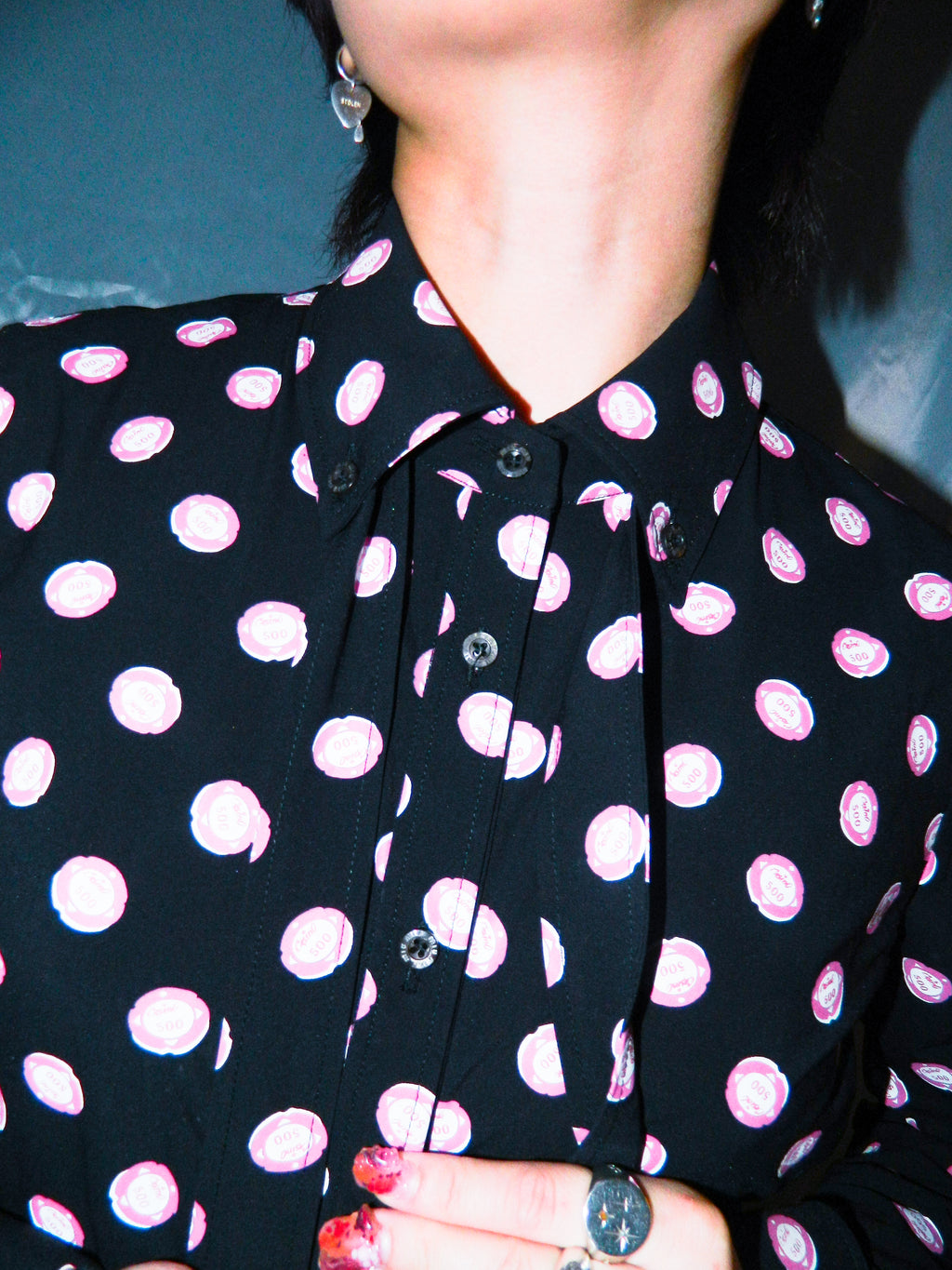 MIU MIU CASINO 500 COIN PRINT SHIRT
