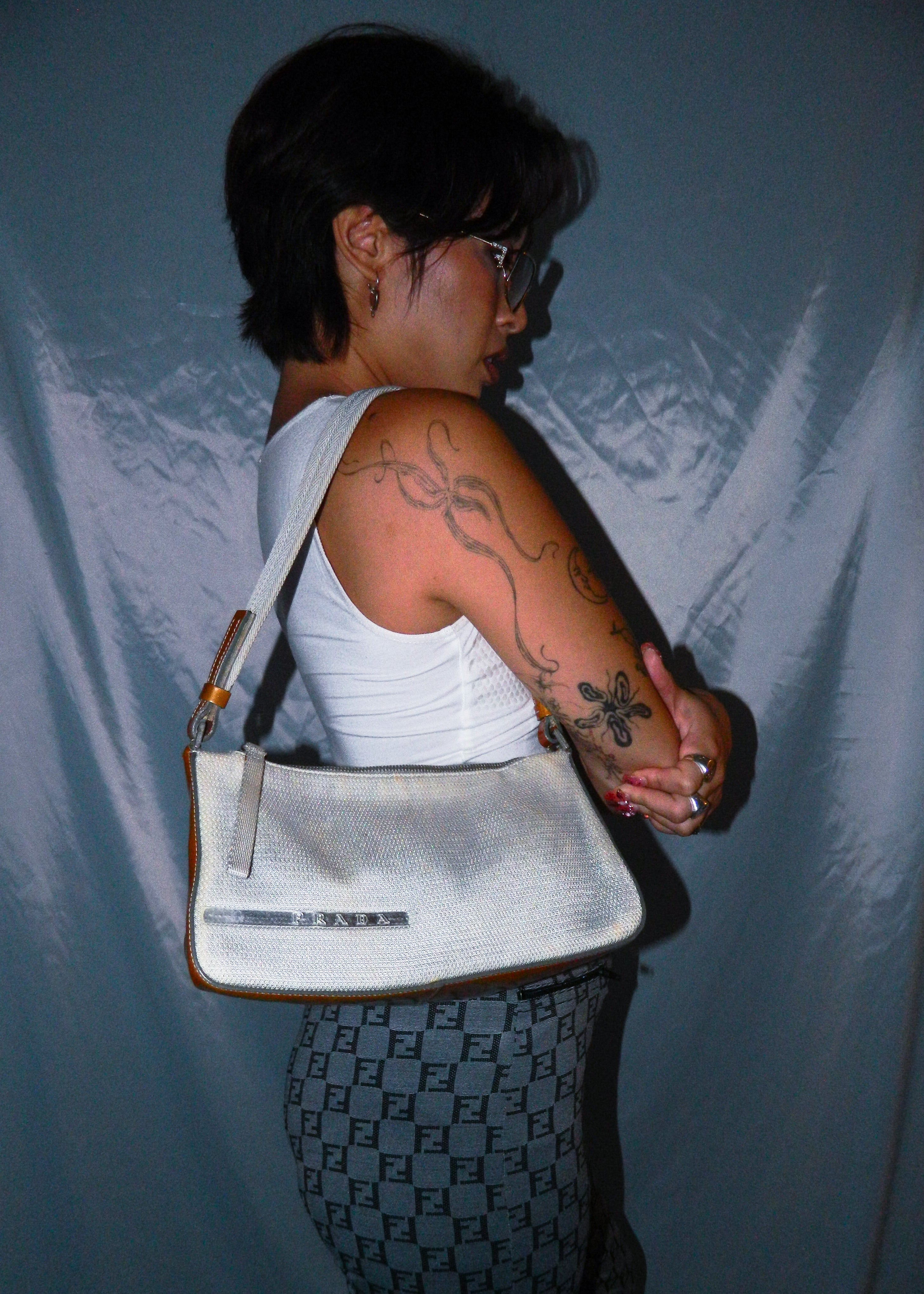 PRADA SPORT EARLY 2000'S SILVER & GOLD SHOULDER BAG