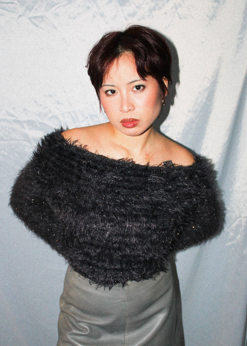 EMPORIO ARMANI FLUFFY KNIT SEQUIN SWEATER