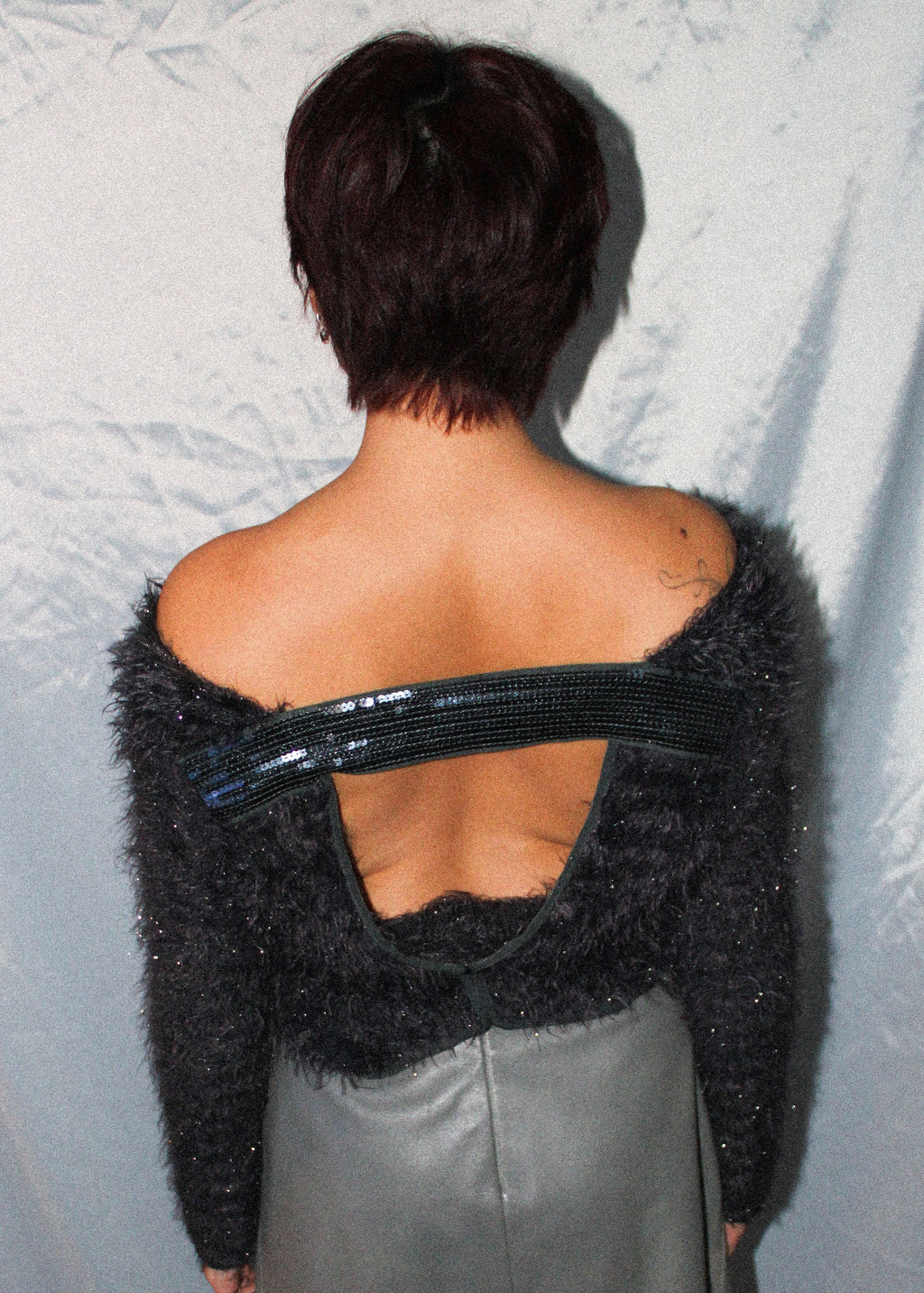 EMPORIO ARMANI FLUFFY KNIT SEQUIN SWEATER