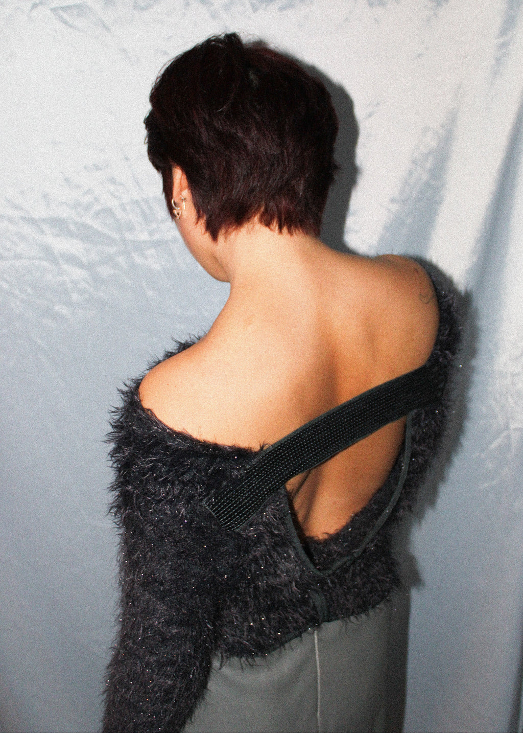 EMPORIO ARMANI FLUFFY KNIT SEQUIN SWEATER