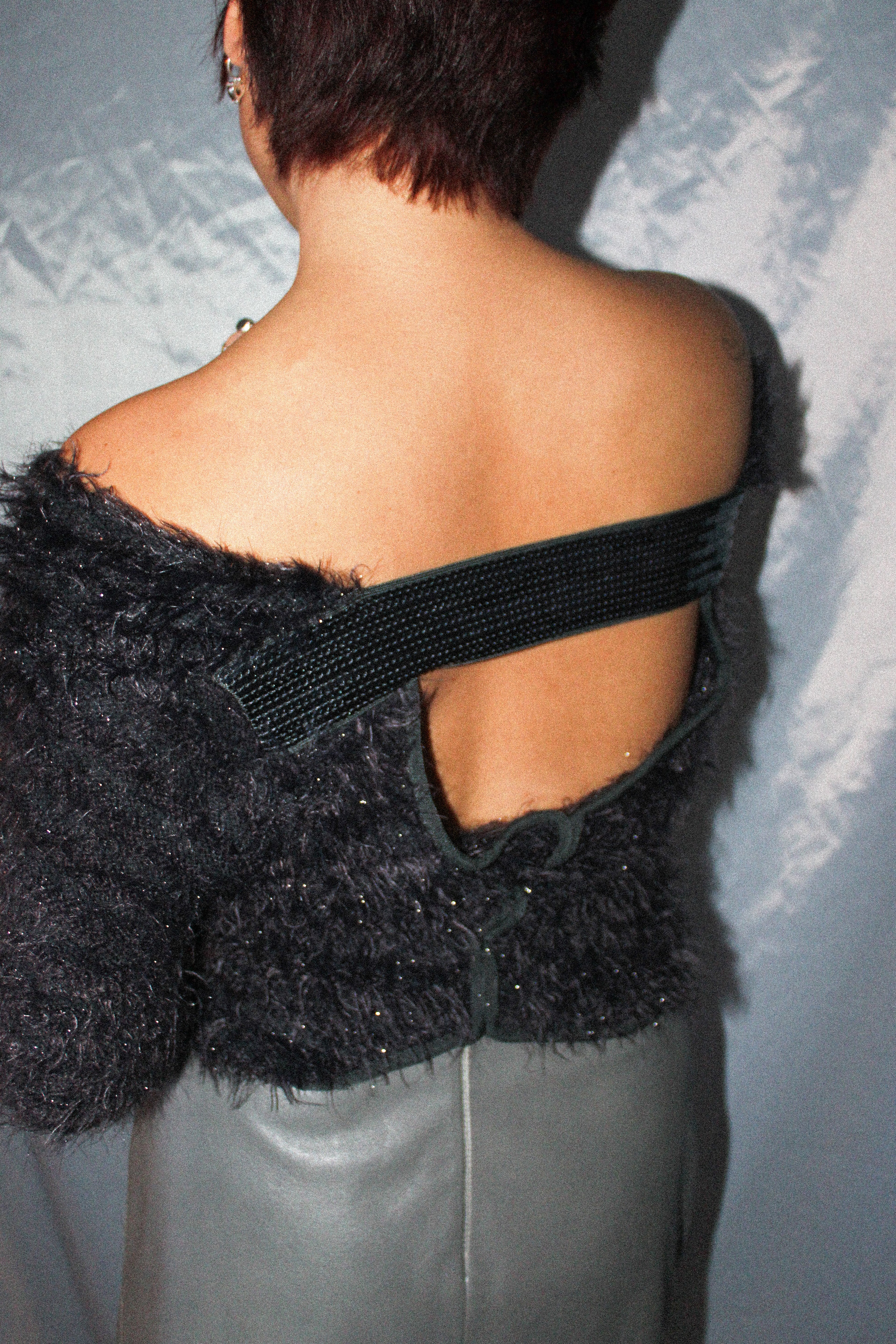 EMPORIO ARMANI FLUFFY KNIT SEQUIN SWEATER