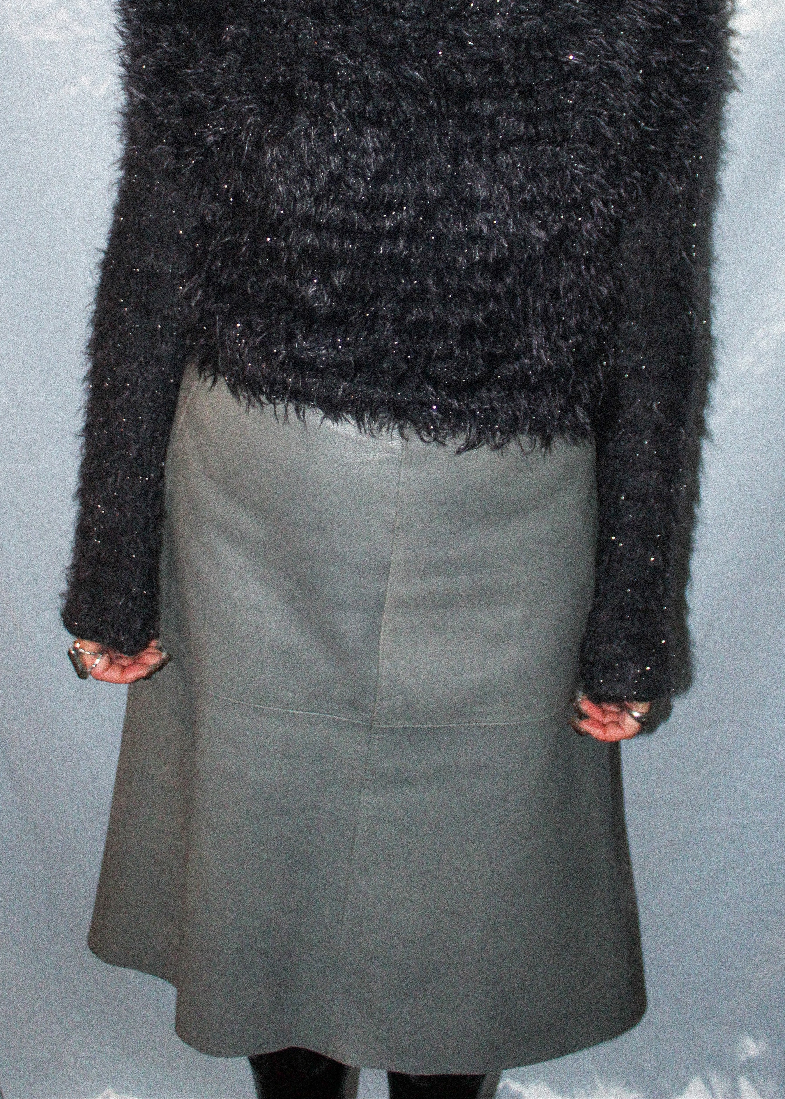 DKNY GREY LEATHER SKIRT