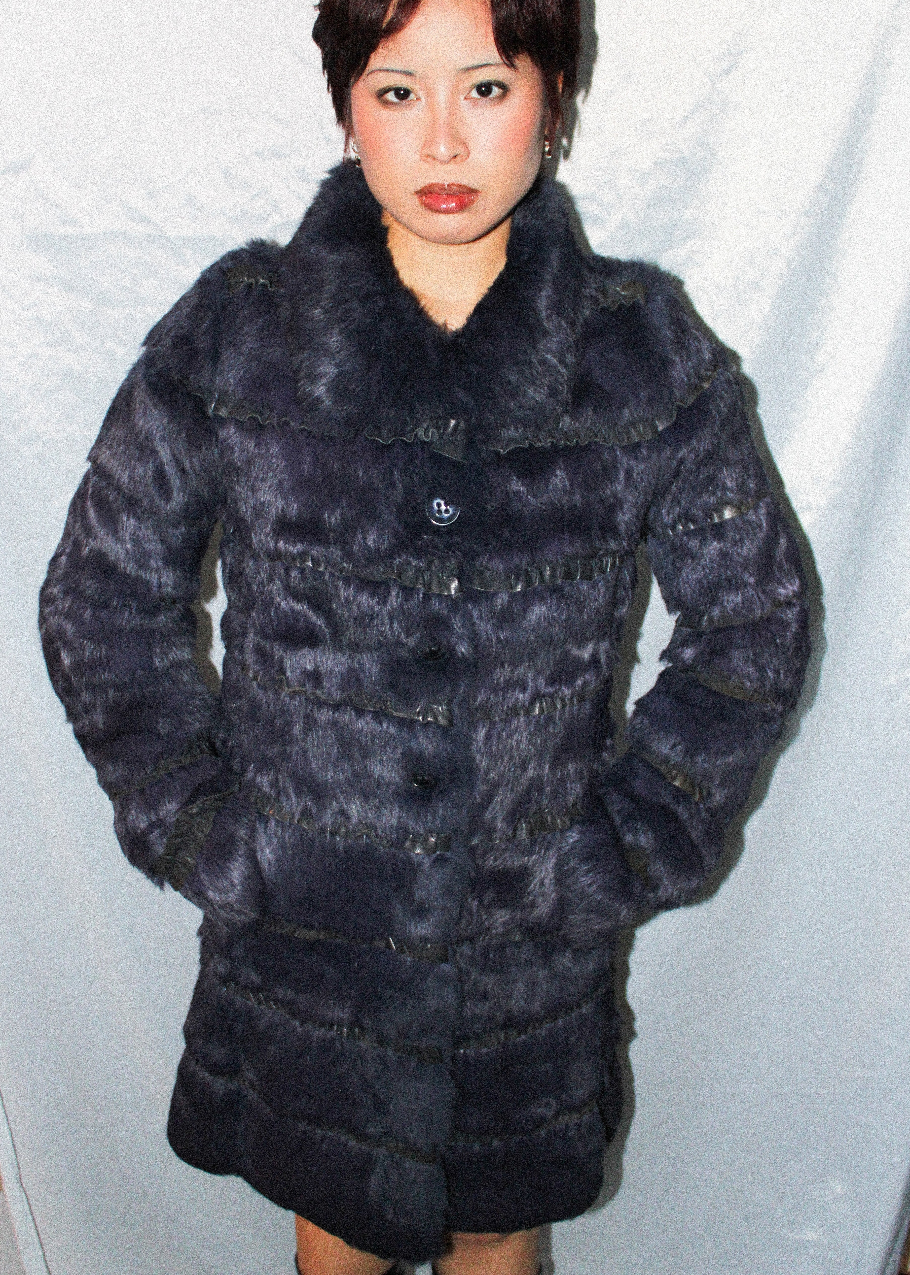 RARE EMPORIO ARMANI PURPLE RABBIT FUR COAT
