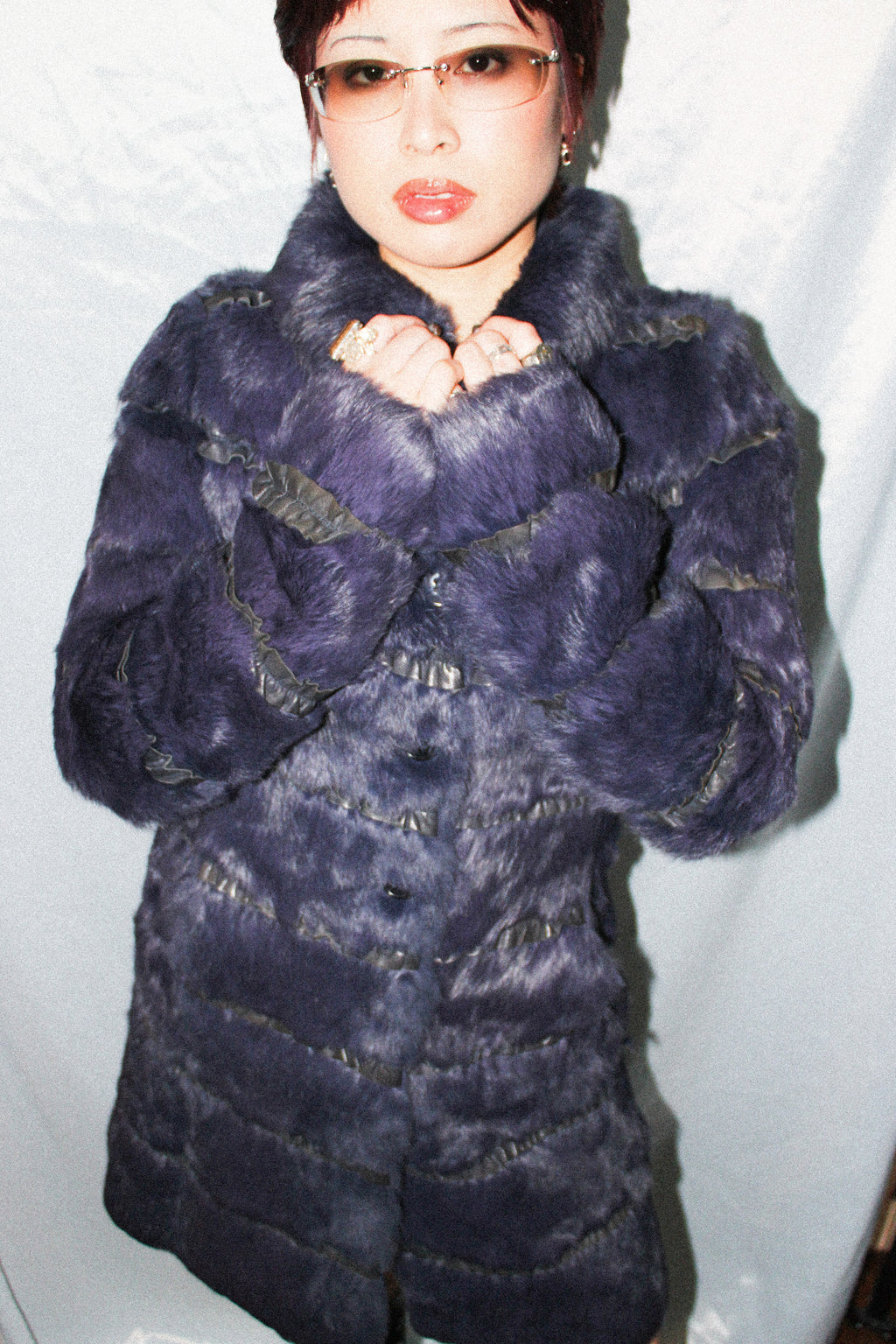RARE EMPORIO ARMANI PURPLE RABBIT FUR COAT
