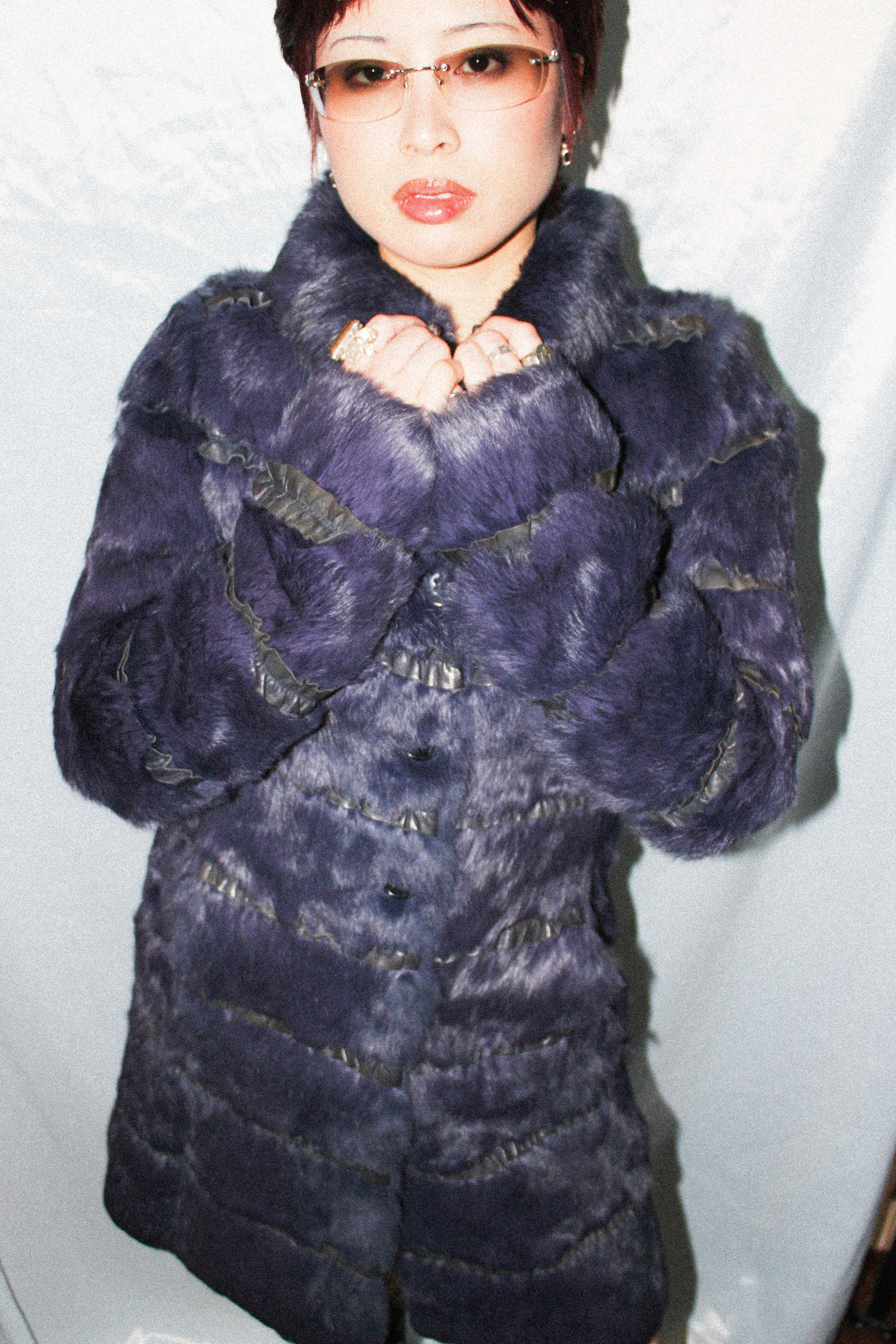 RARE EMPORIO ARMANI PURPLE RABBIT FUR COAT