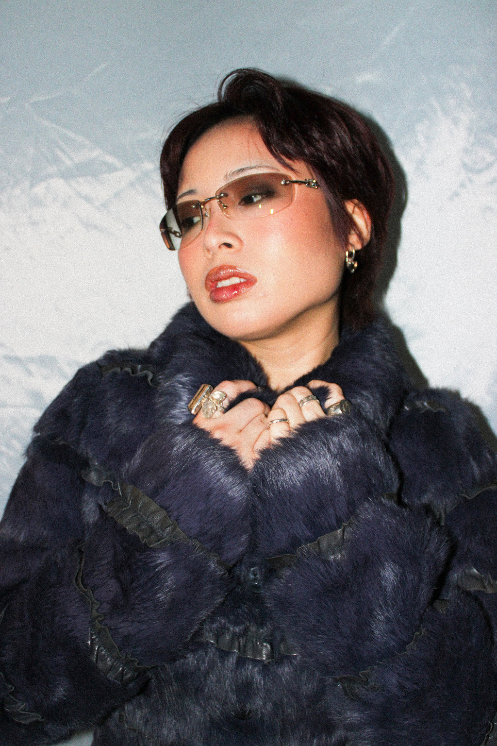 RARE EMPORIO ARMANI PURPLE RABBIT FUR COAT