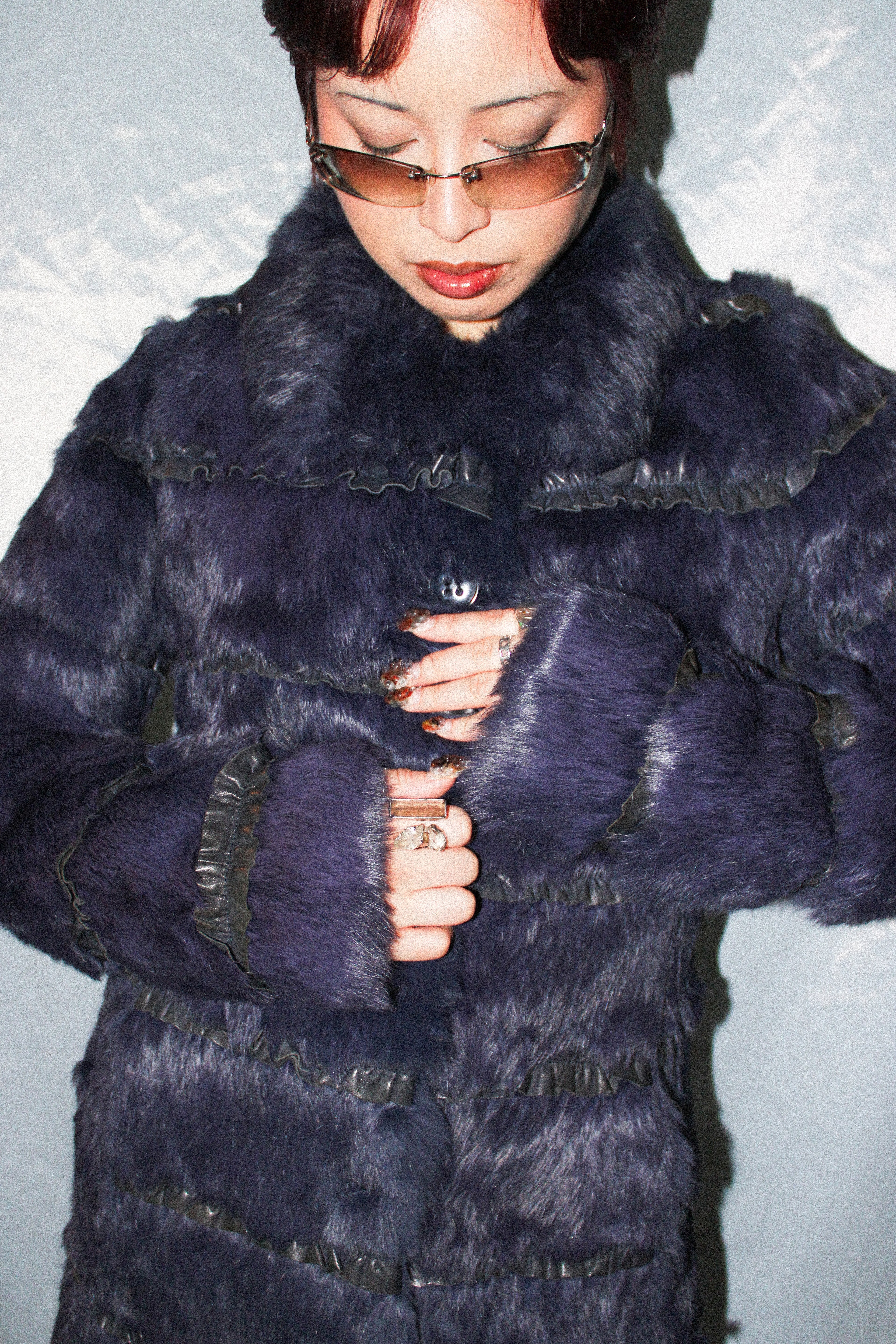 RARE EMPORIO ARMANI PURPLE RABBIT FUR COAT