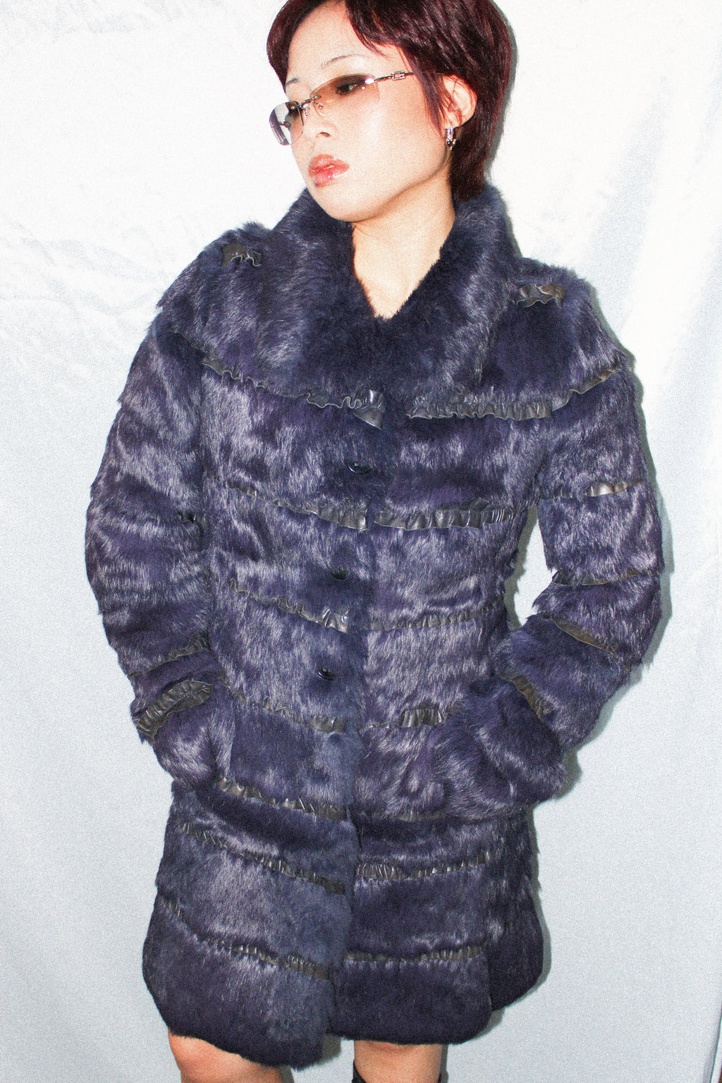 RARE EMPORIO ARMANI PURPLE RABBIT FUR COAT