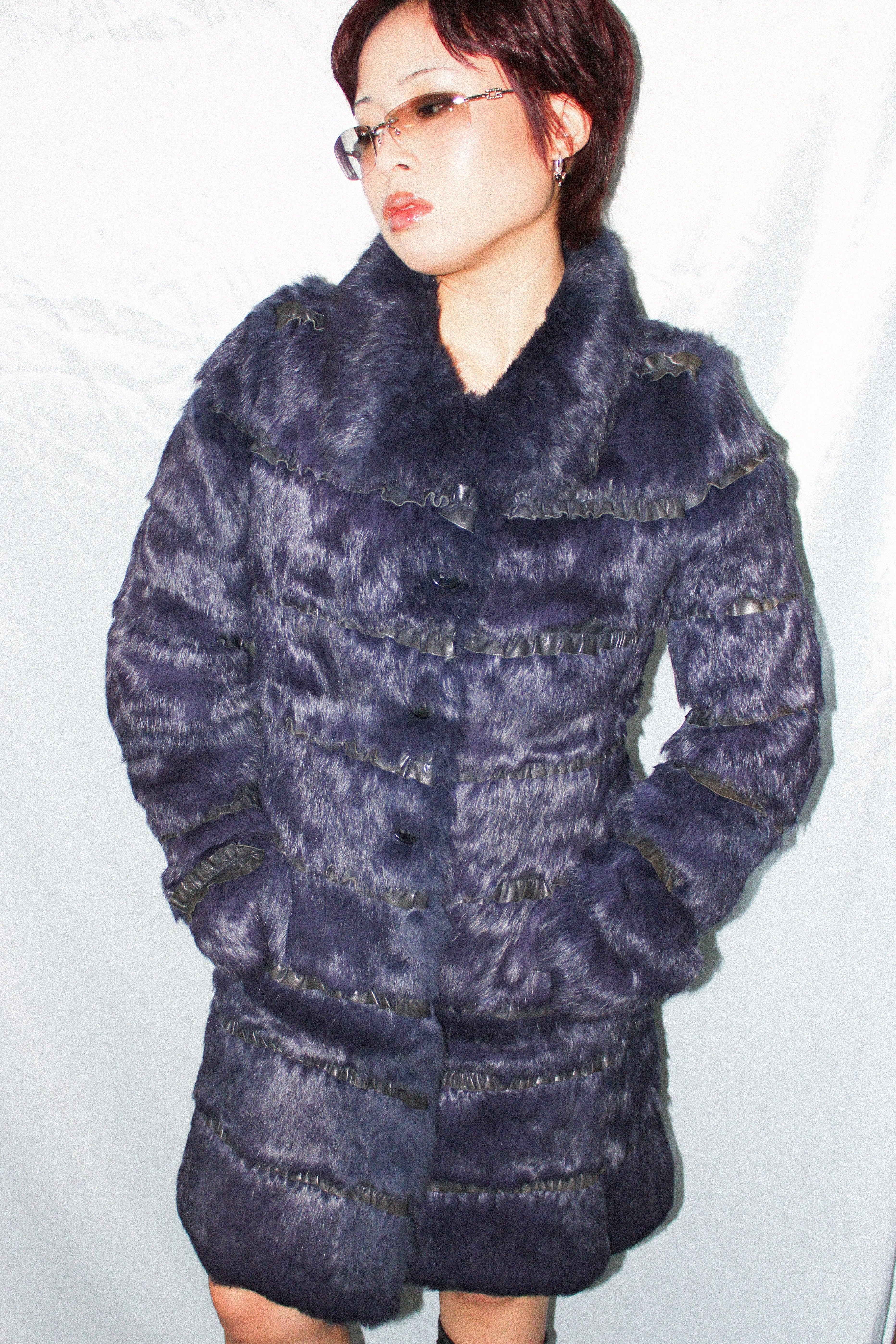 RARE EMPORIO ARMANI PURPLE RABBIT FUR COAT