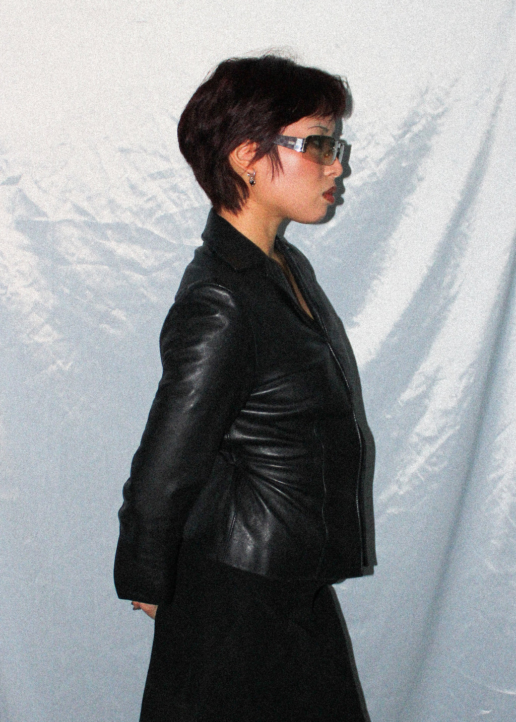 DKNY LEATHER CLASP WAIST JACKET