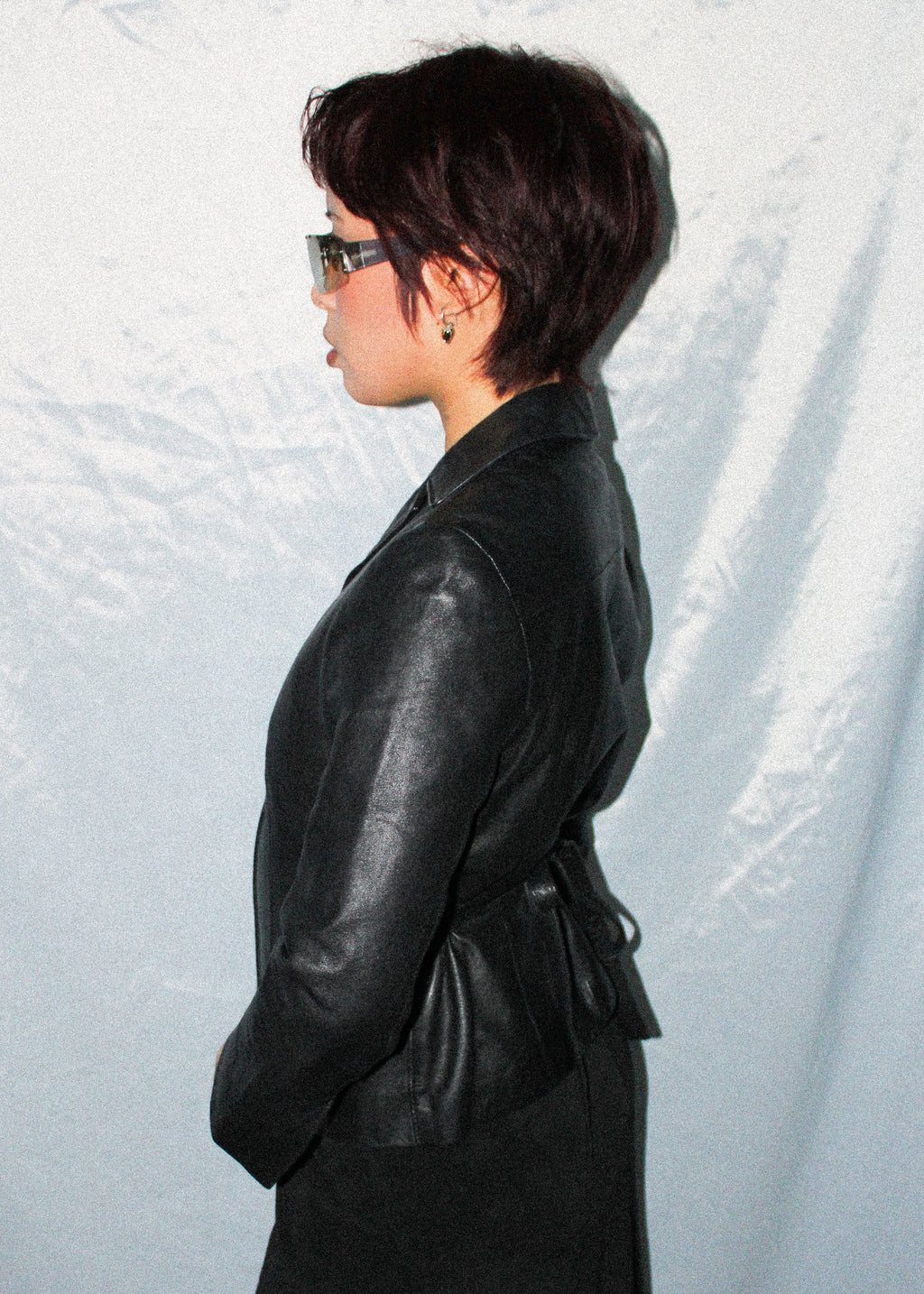 DKNY LEATHER CLASP WAIST JACKET