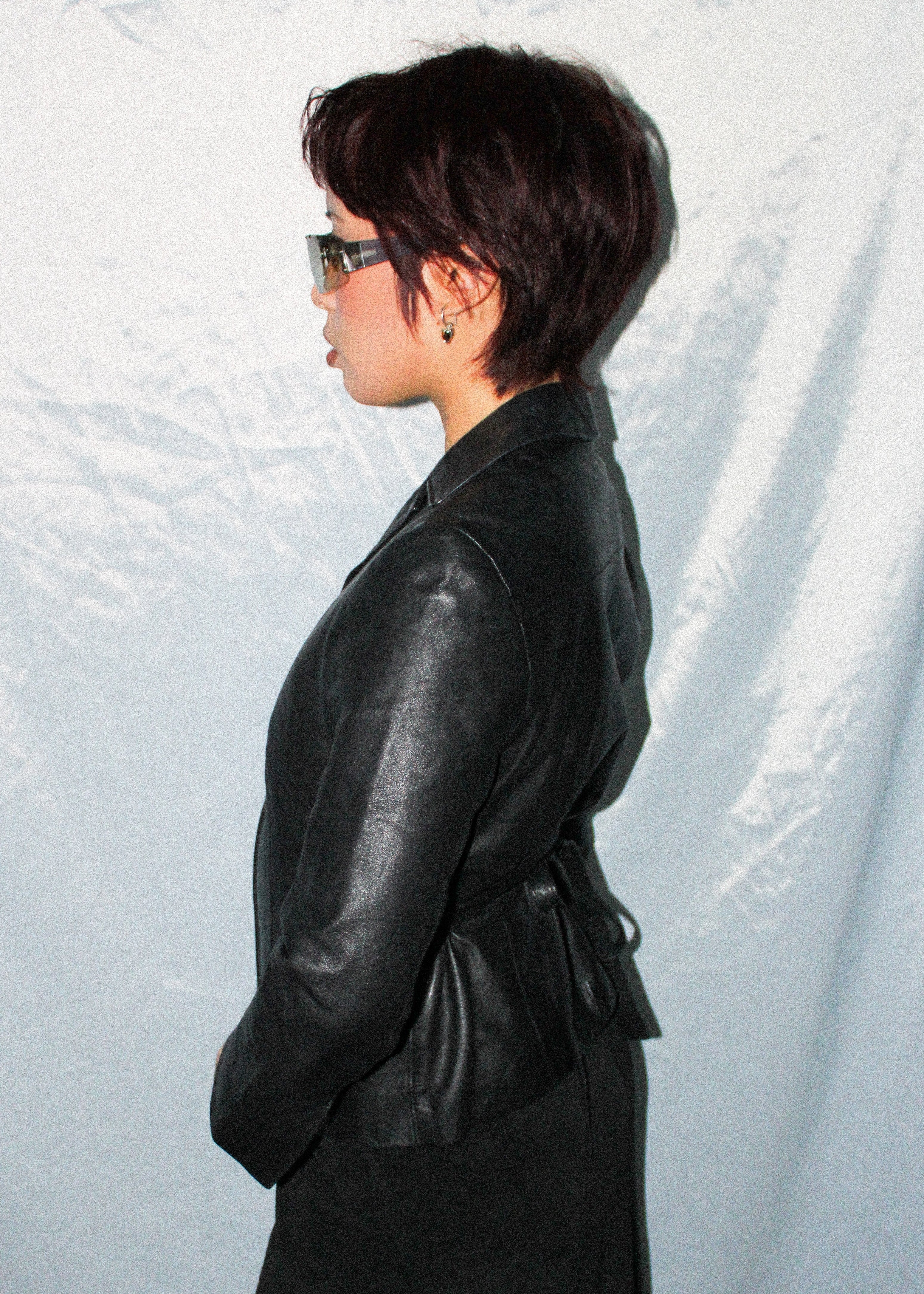 DKNY LEATHER CLASP WAIST JACKET