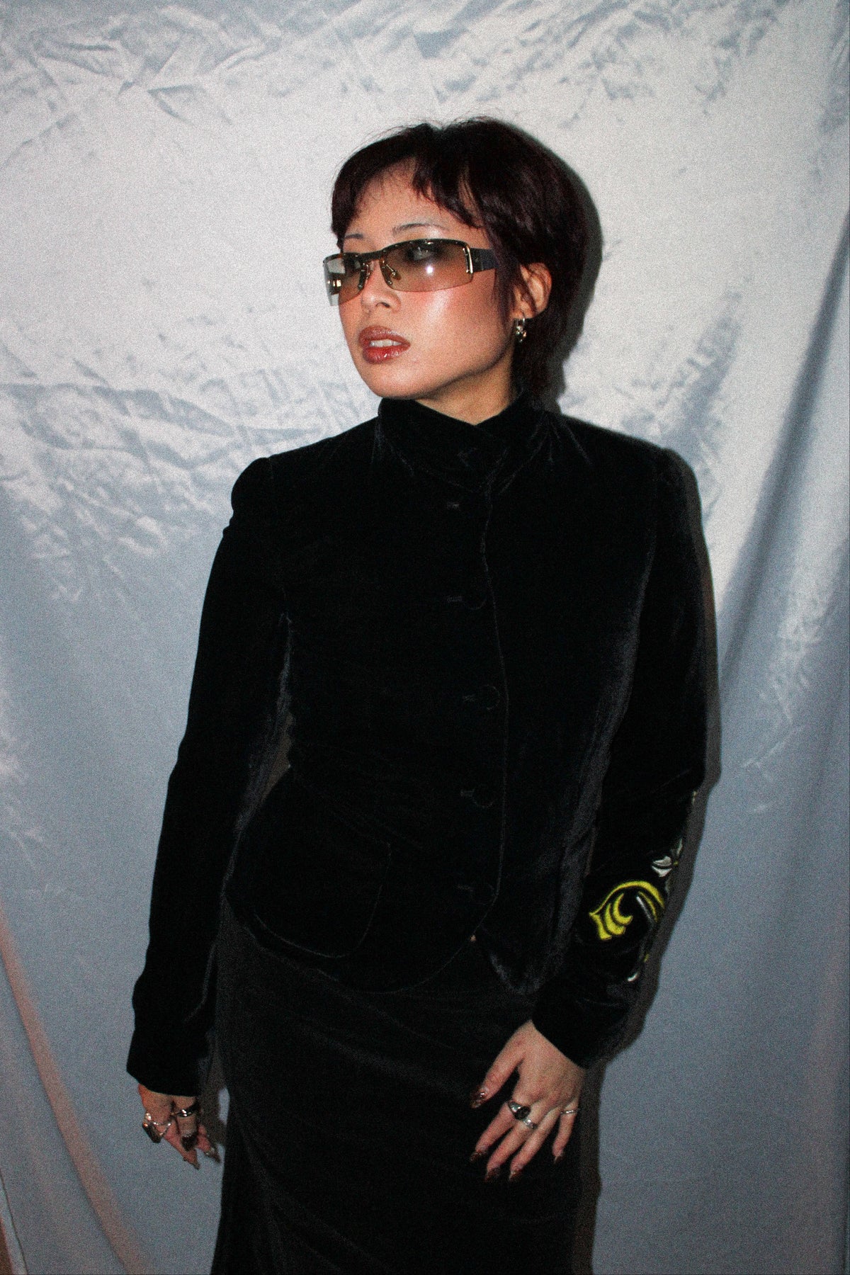 EMPORIO ARMANI VELVET EMBROIDERED JACKET
