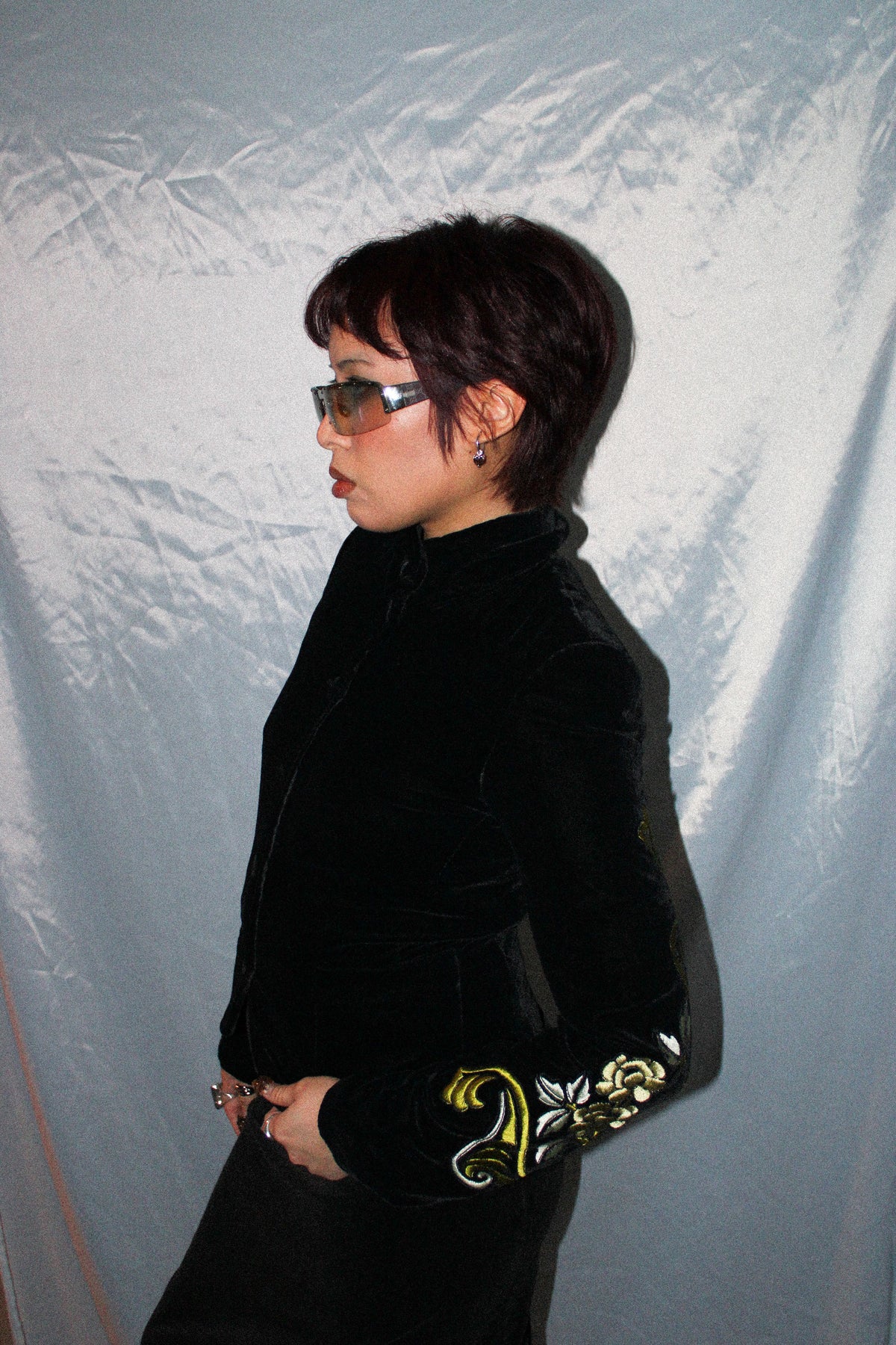 EMPORIO ARMANI VELVET EMBROIDERED JACKET