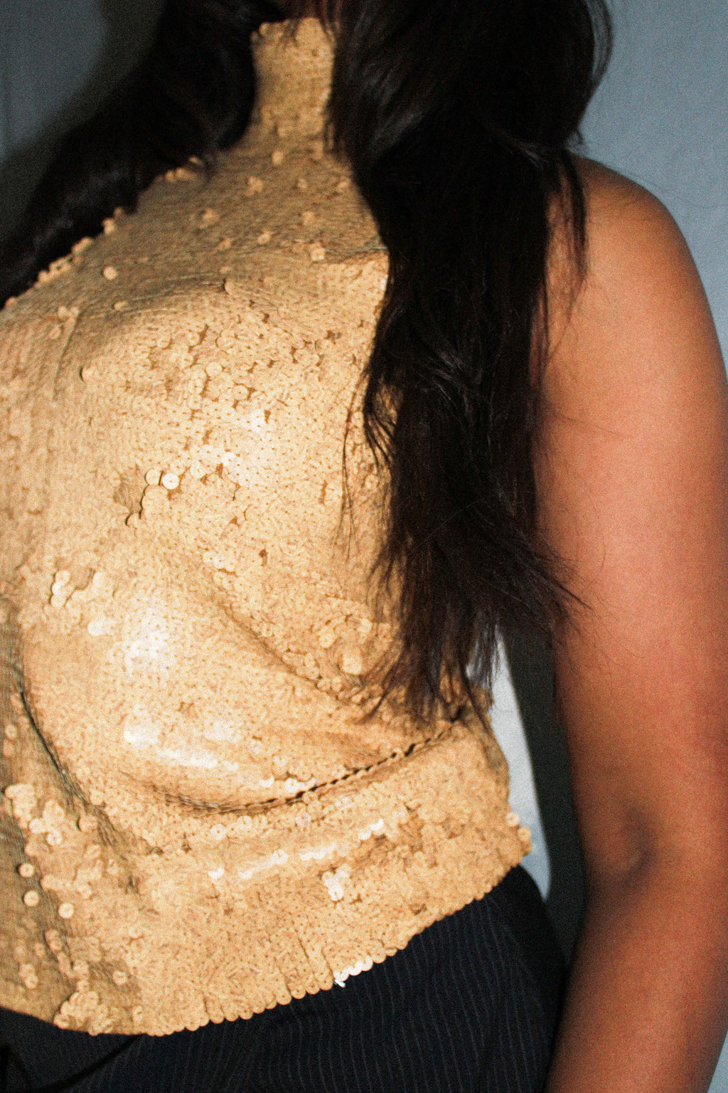 DKNY GOLD SEQUIN TURTLENECK