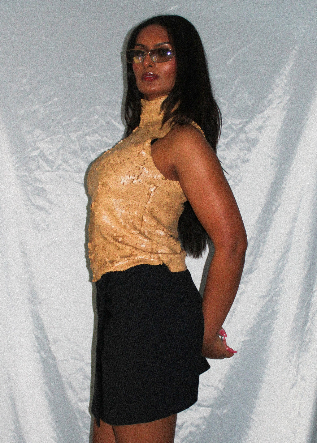DKNY GOLD SEQUIN TURTLENECK