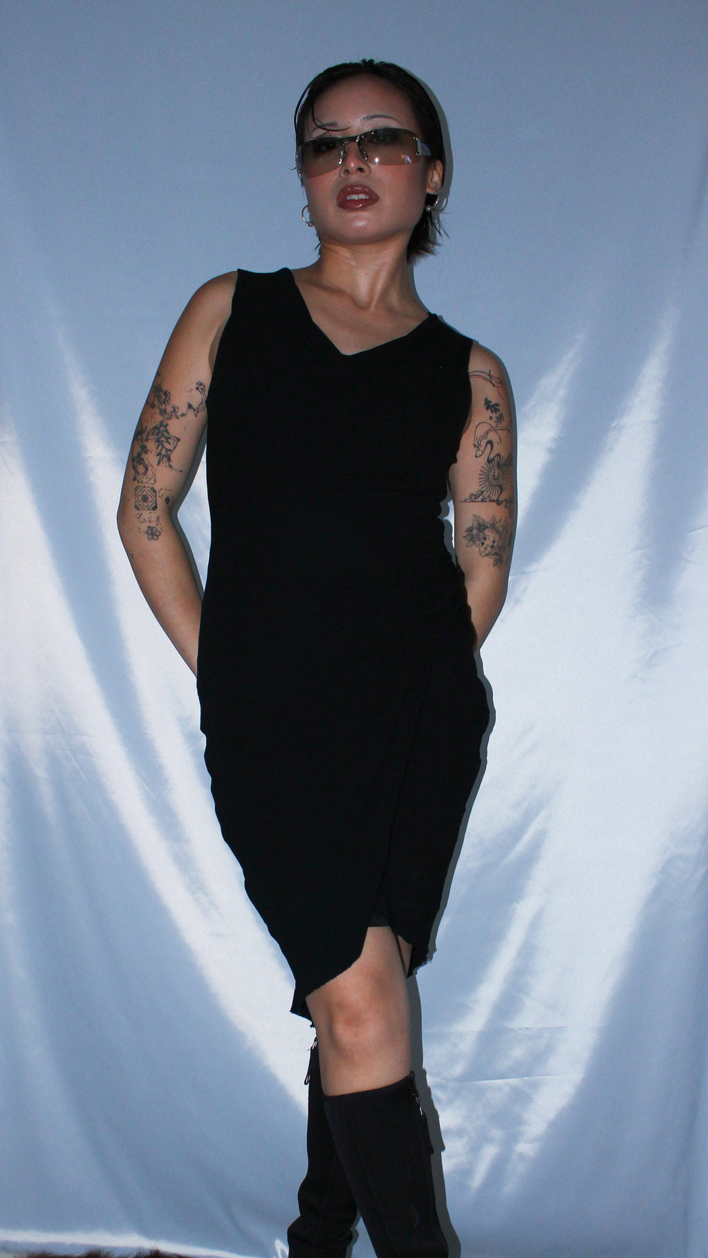 HELMUT LANG RUCHED BLACK DRESS