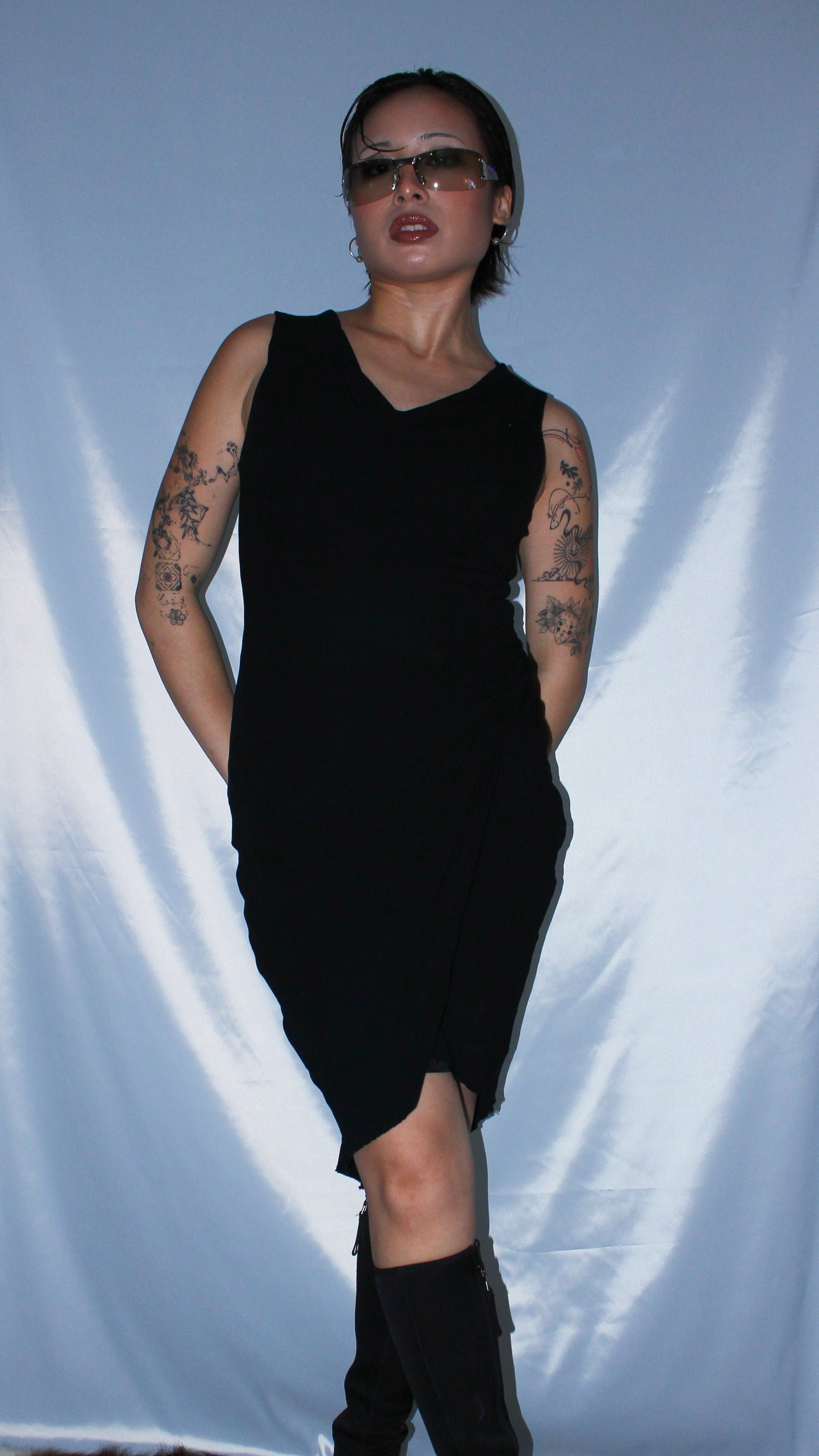 HELMUT LANG RUCHED BLACK DRESS
