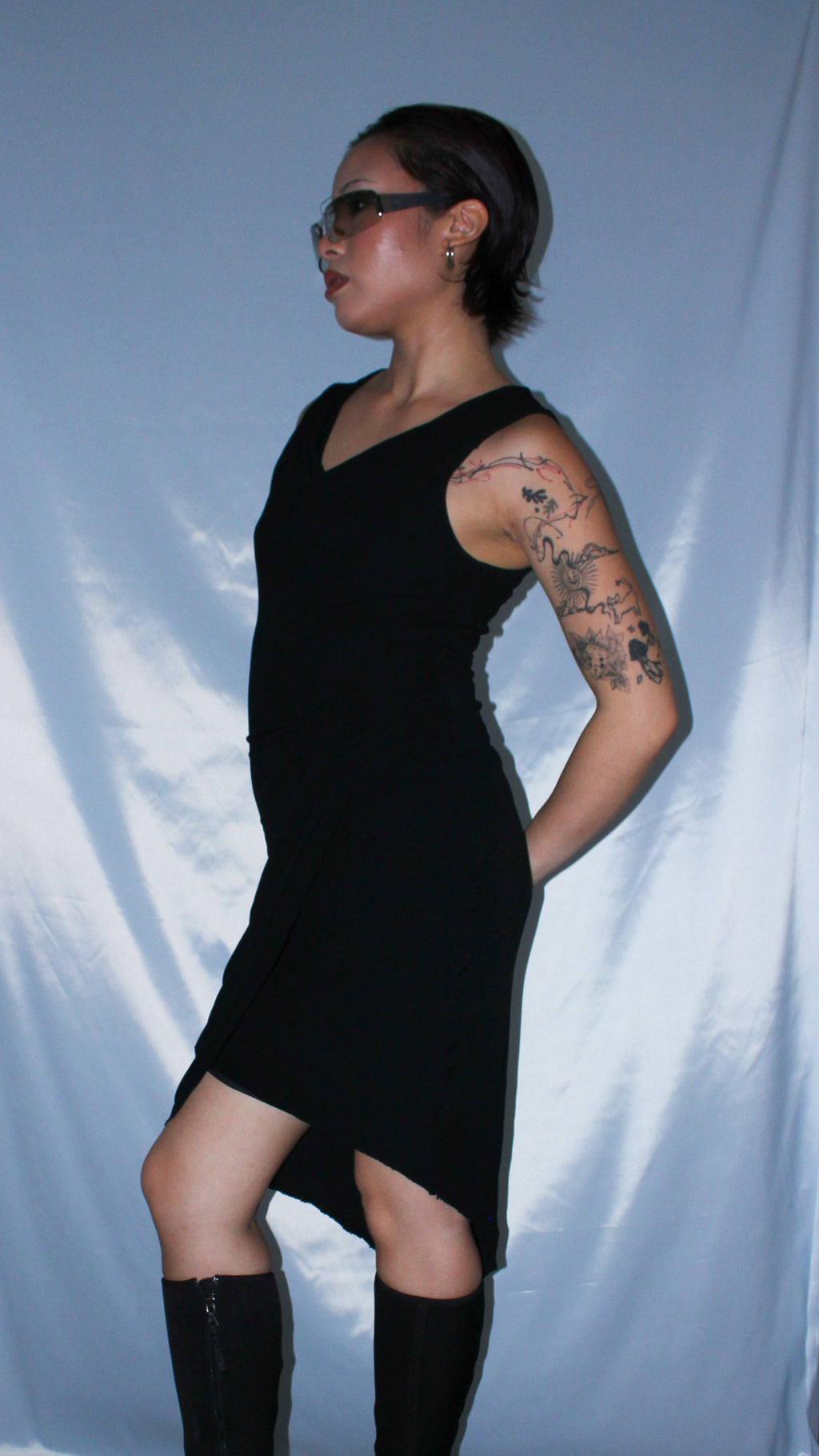 HELMUT LANG RUCHED BLACK DRESS