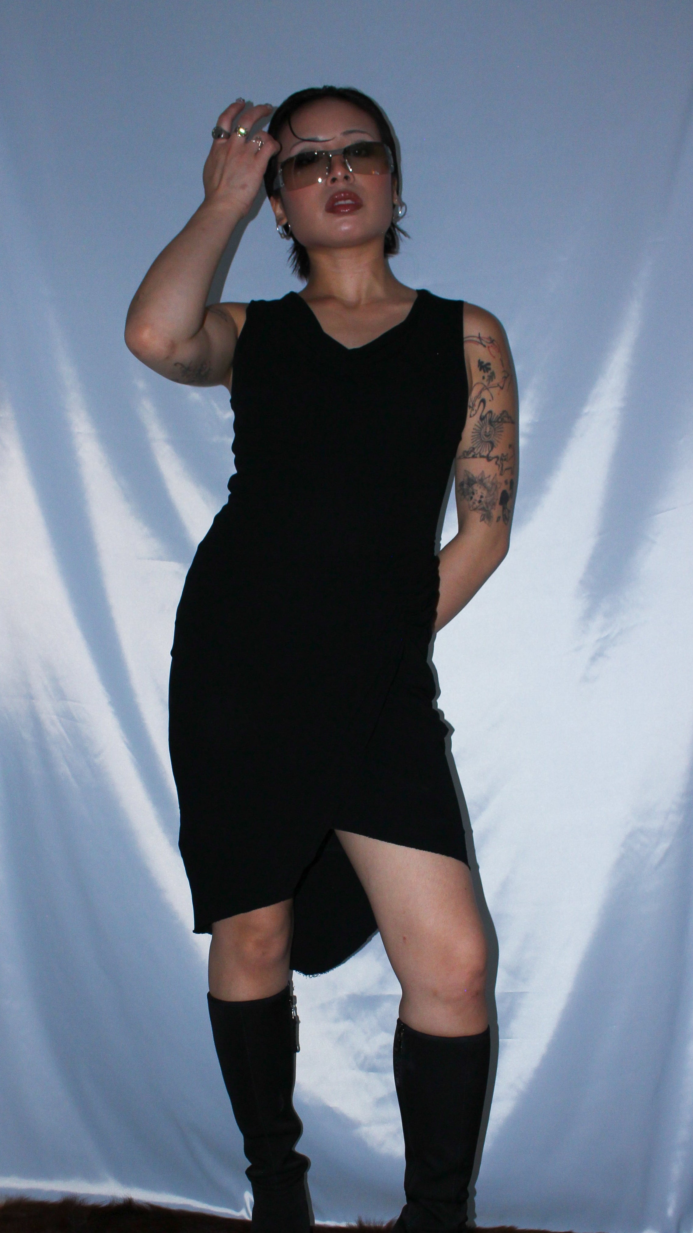HELMUT LANG RUCHED BLACK DRESS