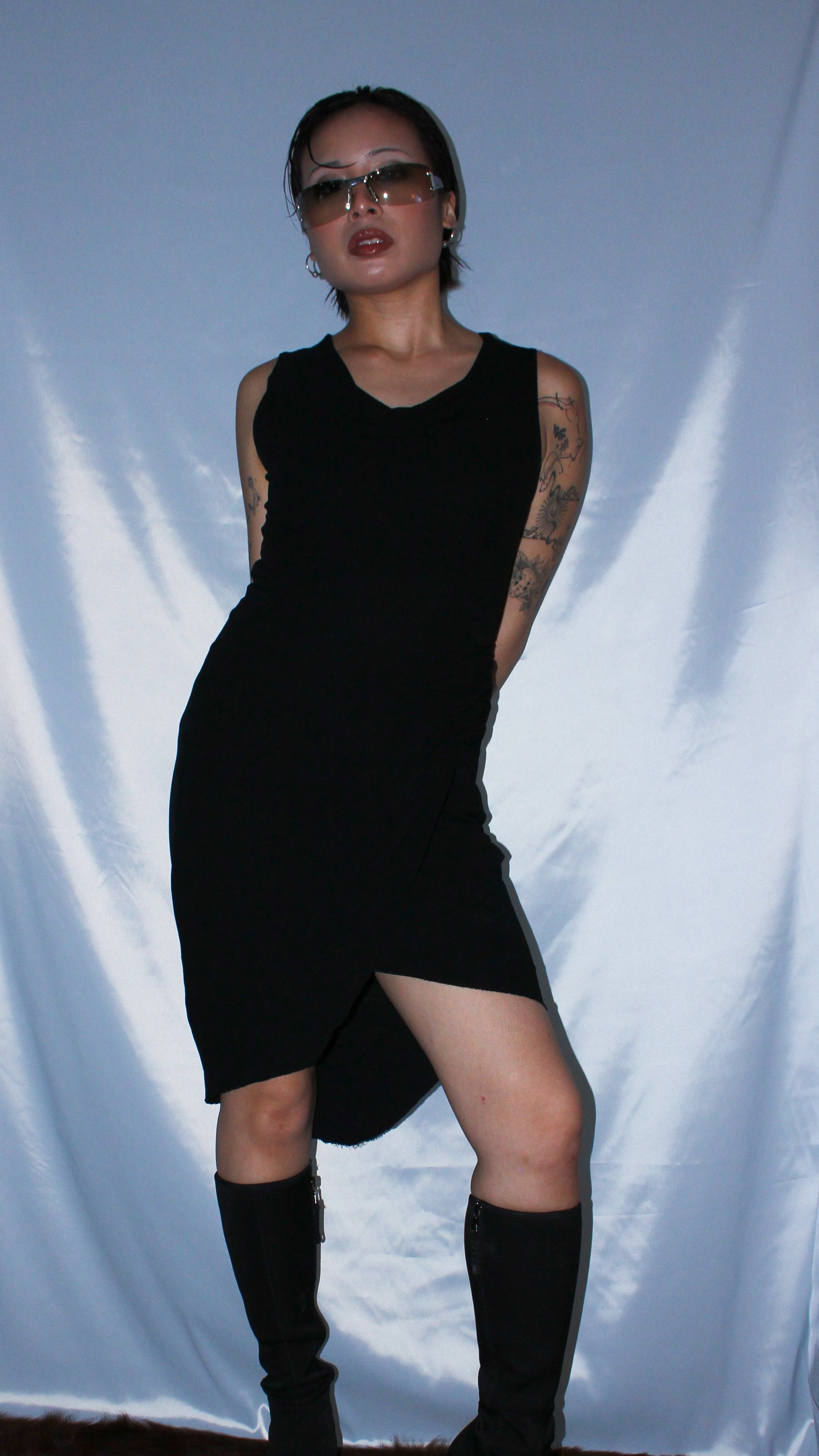 HELMUT LANG RUCHED BLACK DRESS