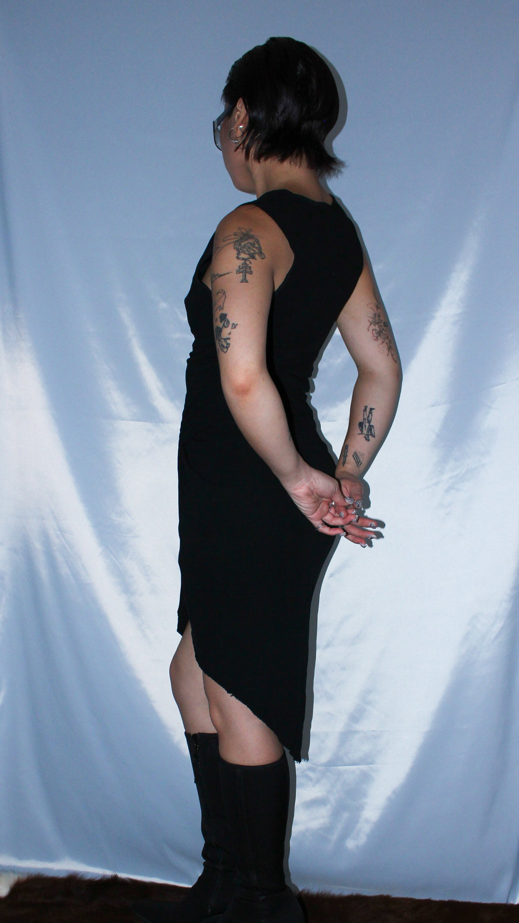 HELMUT LANG RUCHED BLACK DRESS