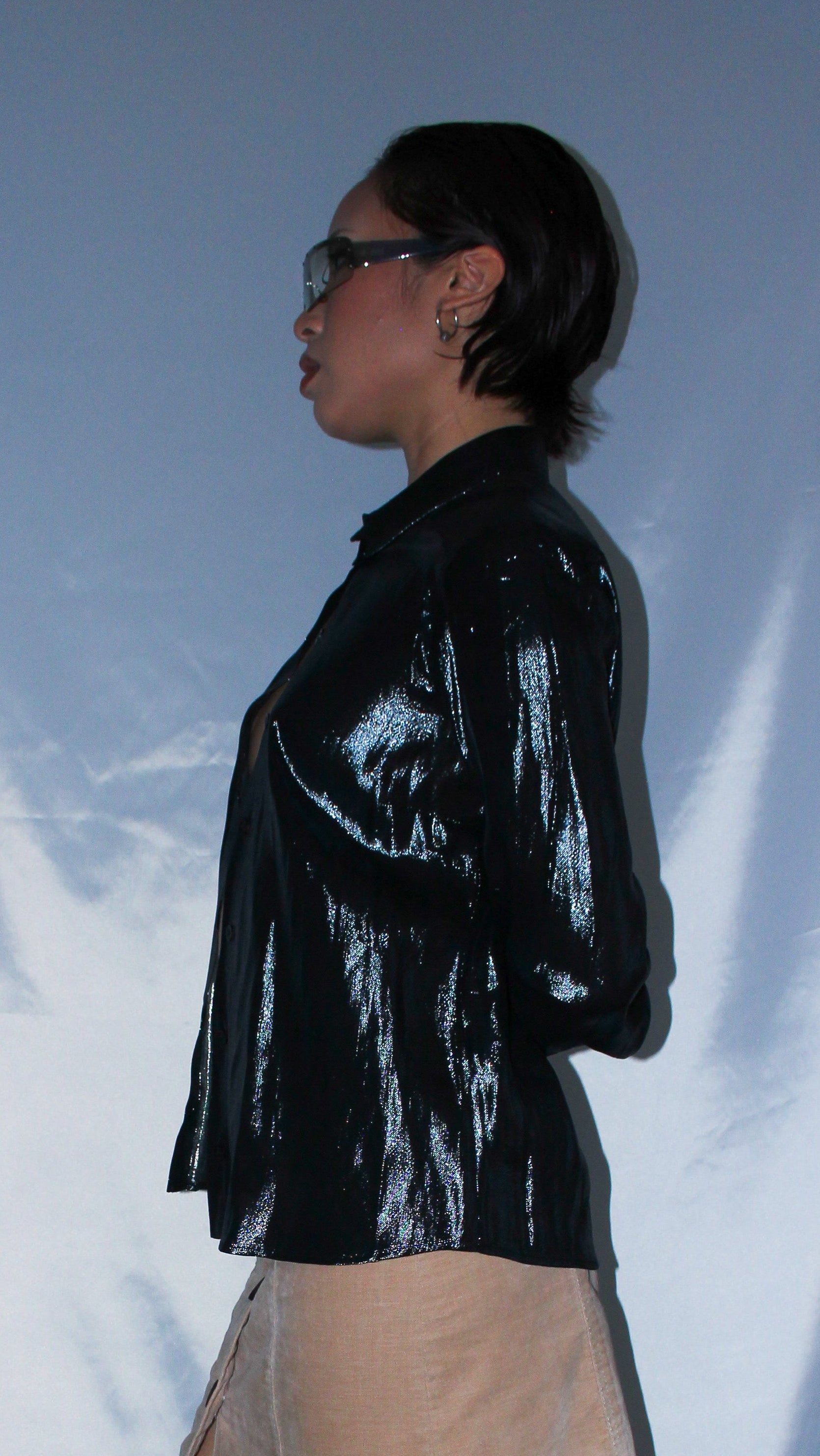 GUCCI BLACK SILK SHIRT CIRCA 1996