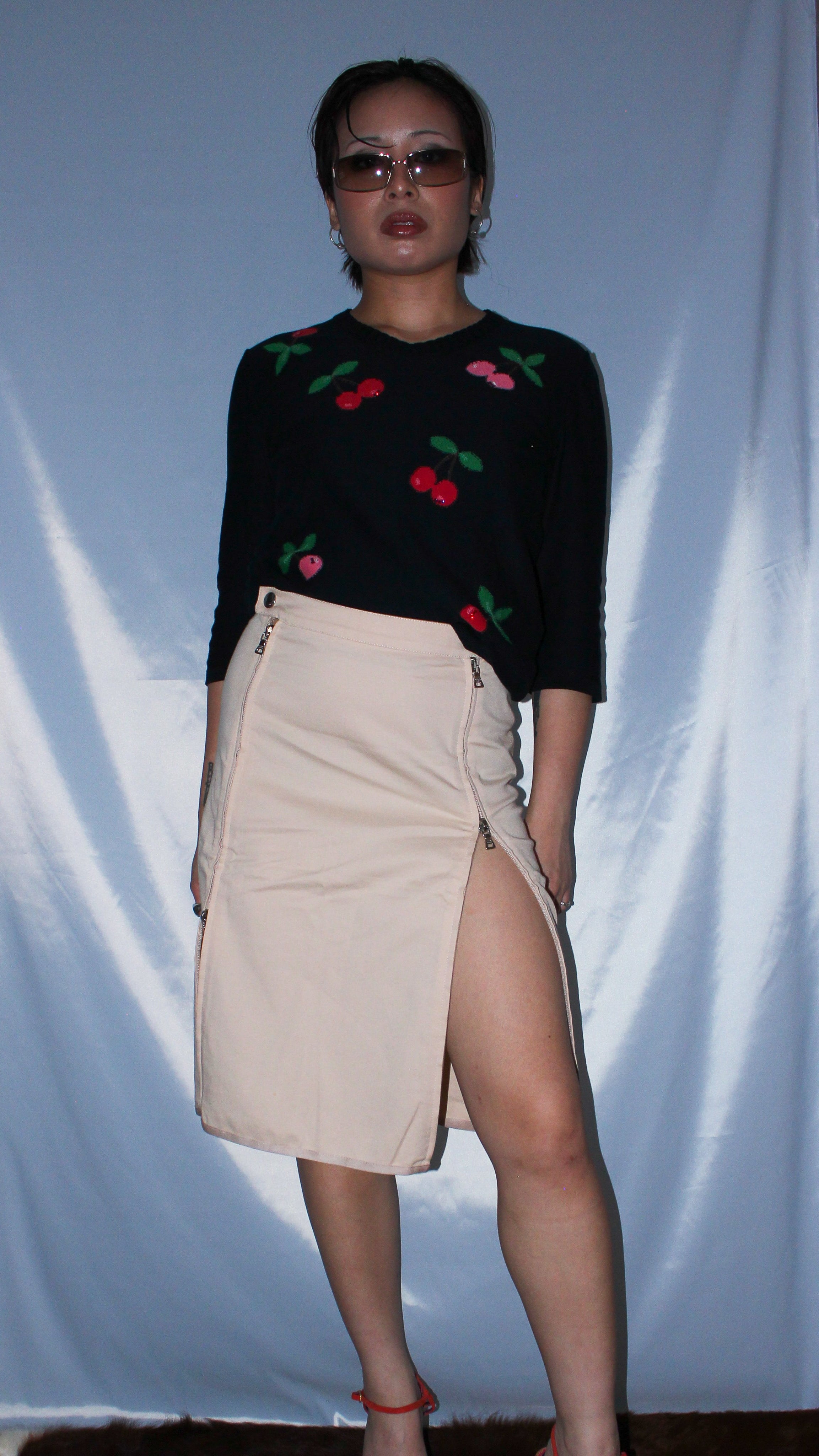 PRADA SPORT DOUBLE ZIP MIDI SKIRT