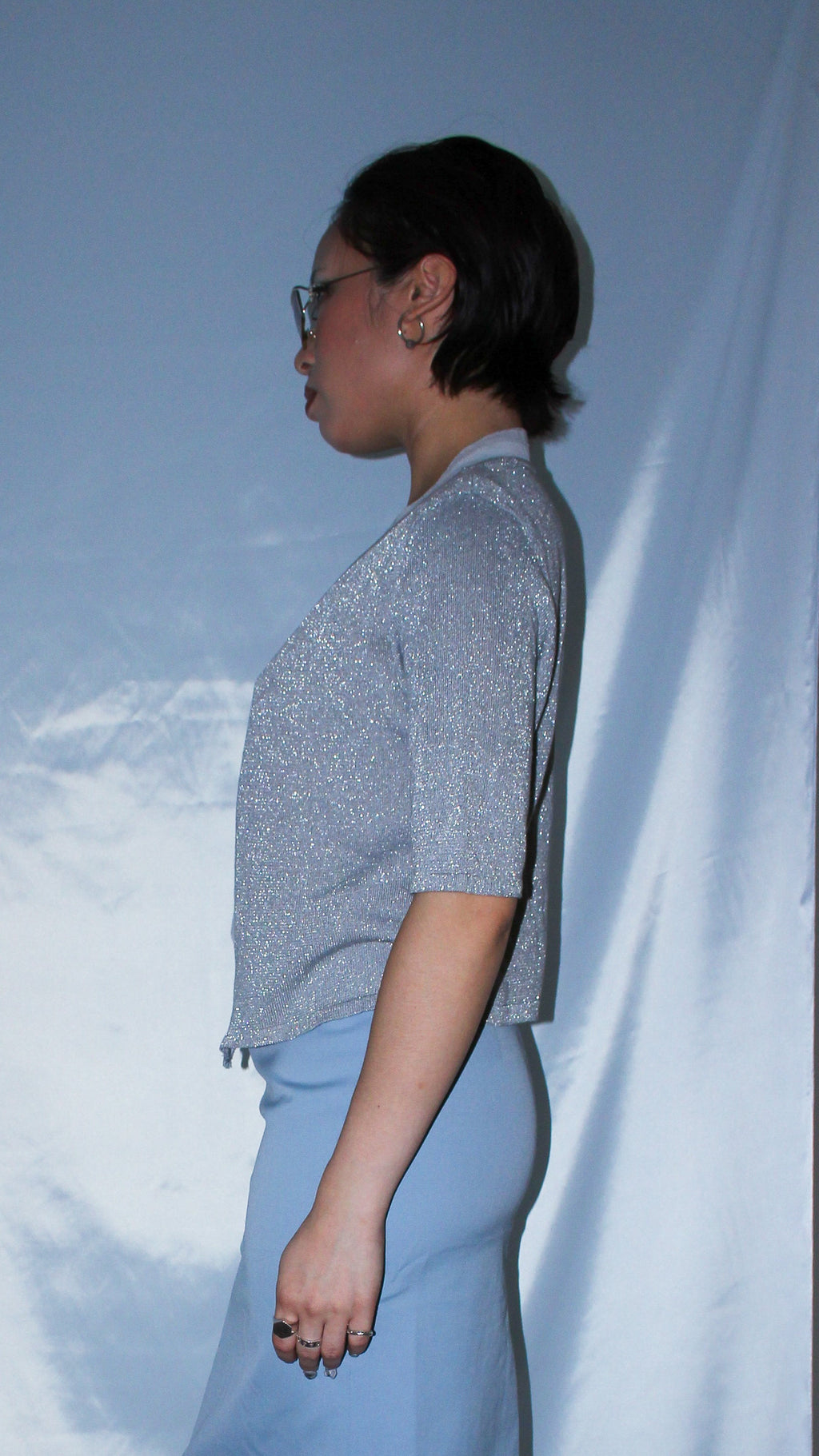 VERA WANG SILVER CARDIGAN