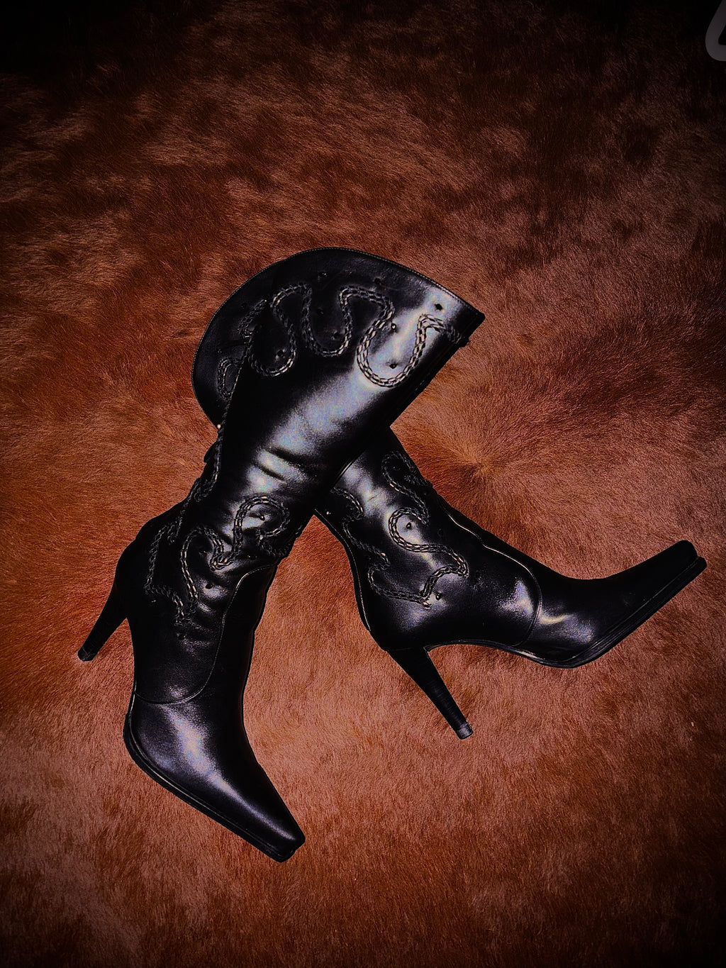 SERGIO ROSSI COWBOY EMBELLISHED BOOTS (SIZE 35)