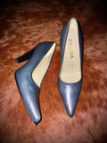 PRADA GREY COURT HEELS (SIZE 38)
