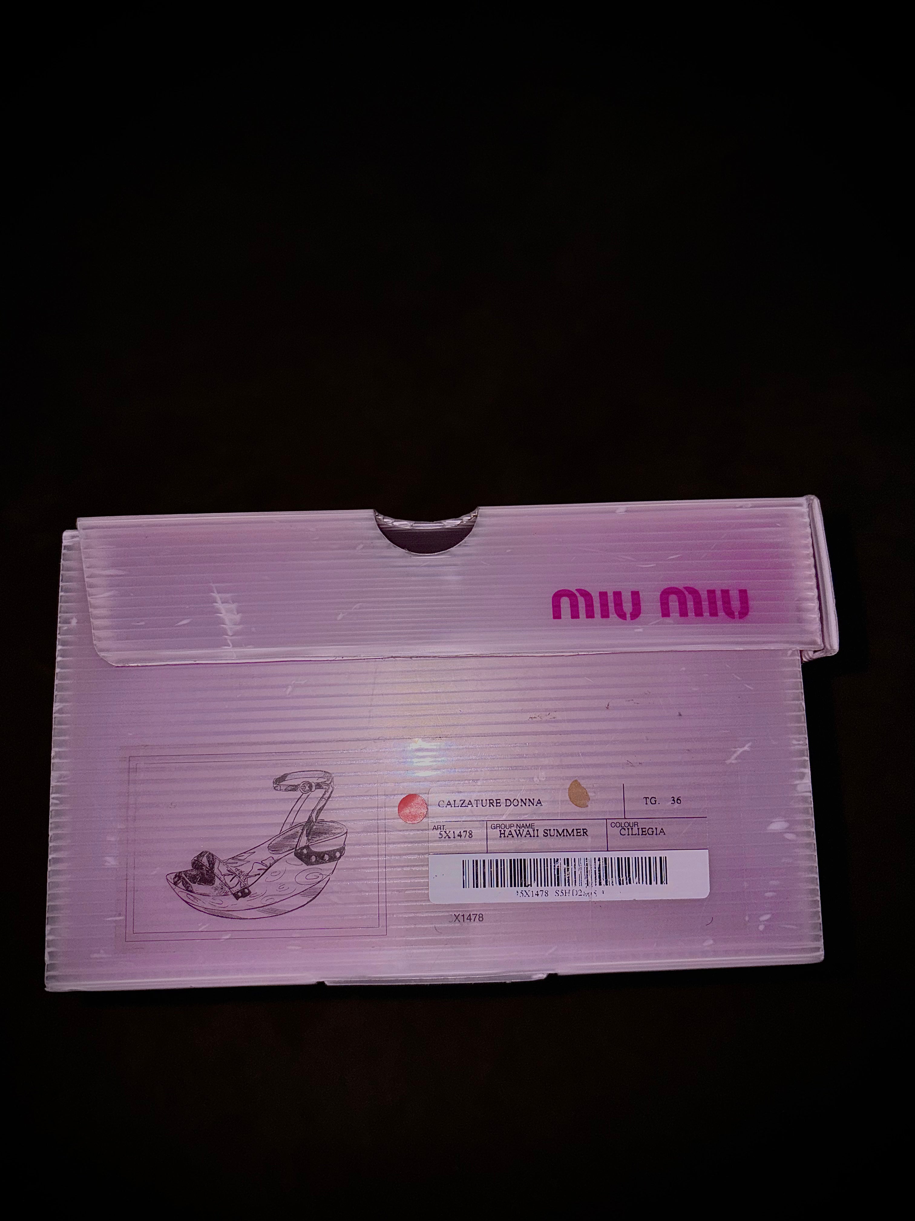 MIU MIU S/S 2003 HIBISCUS PRINT PLATFORM SANDALS (SIZE 37)